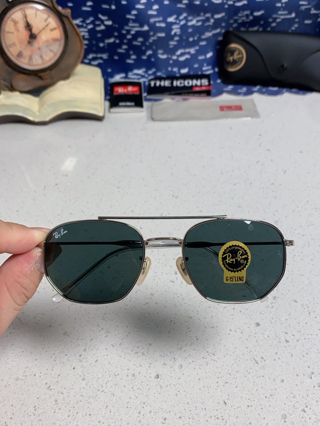 RayBan雷朋 2025新款太阳眼镜金属双梁多边形 康目色时尚眼镜男女墨镜 RB3707