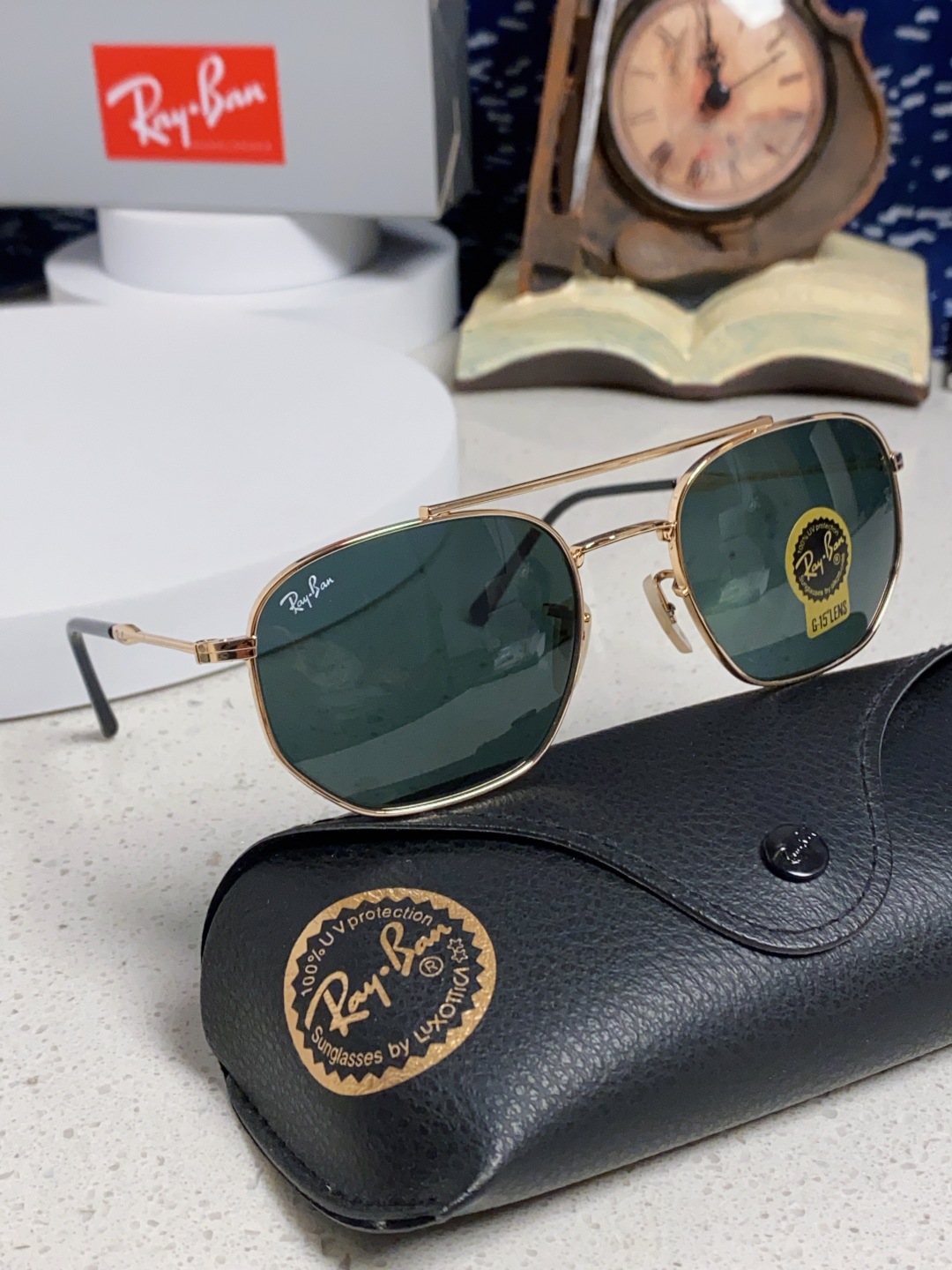 RayBan雷朋 2025新款太阳眼镜金属双梁多边形 康目色时尚眼镜男女墨镜 RB3707