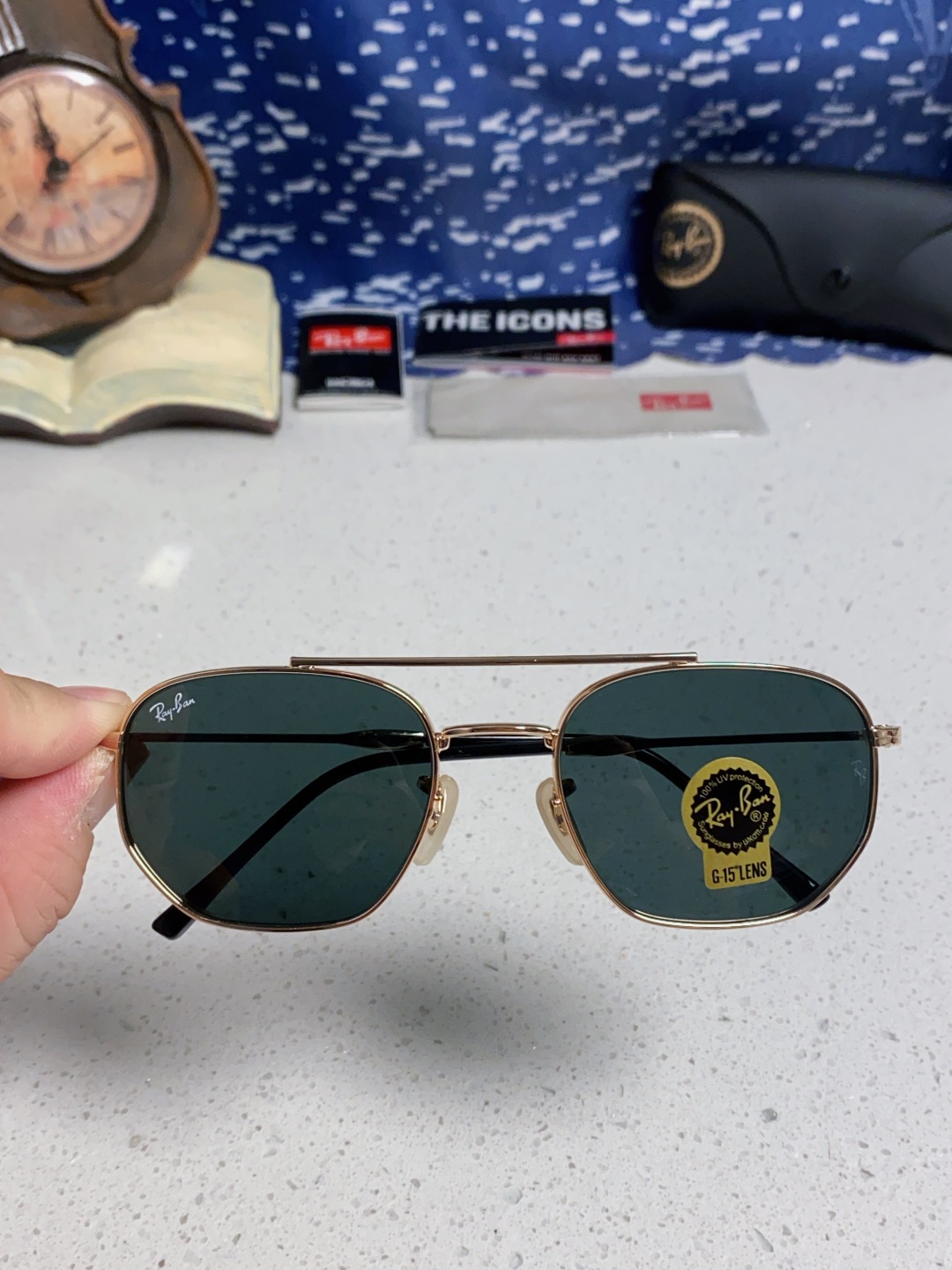 RayBan雷朋 2025新款太阳眼镜金属双梁多边形 康目色时尚眼镜男女墨镜 RB3707