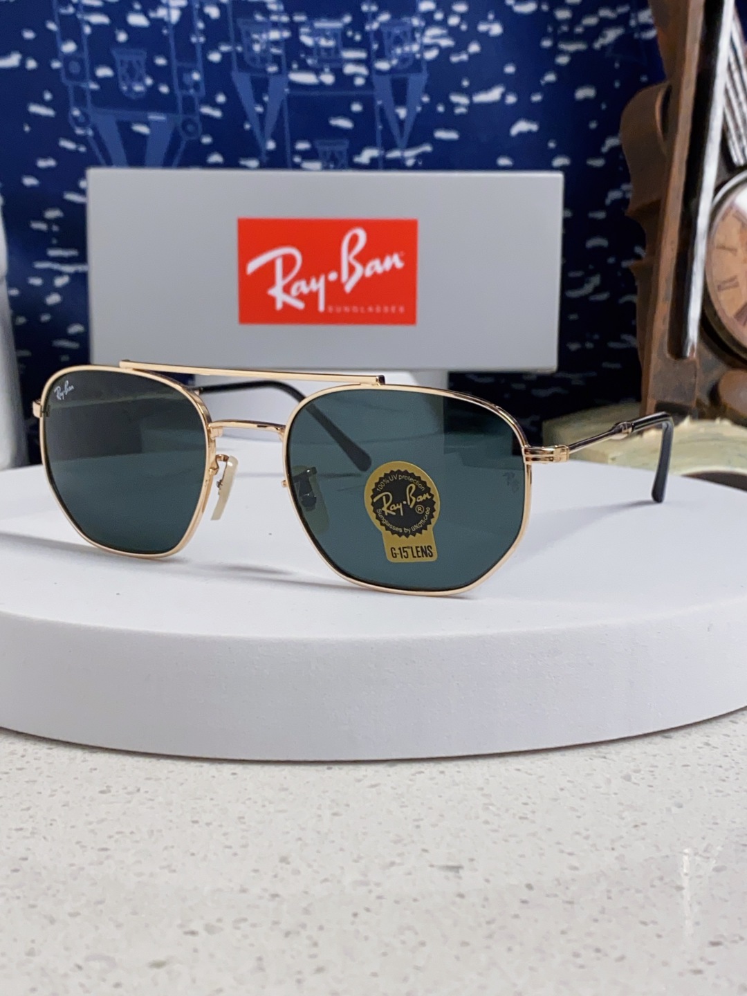 RayBan雷朋 2025新款太阳眼镜金属双梁多边形 康目色时尚眼镜男女墨镜 RB3707