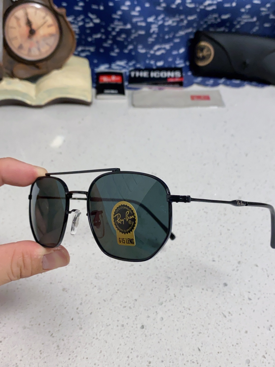 RayBan雷朋 2025新款太阳眼镜金属双梁多边形 康目色时尚眼镜男女墨镜 RB3707