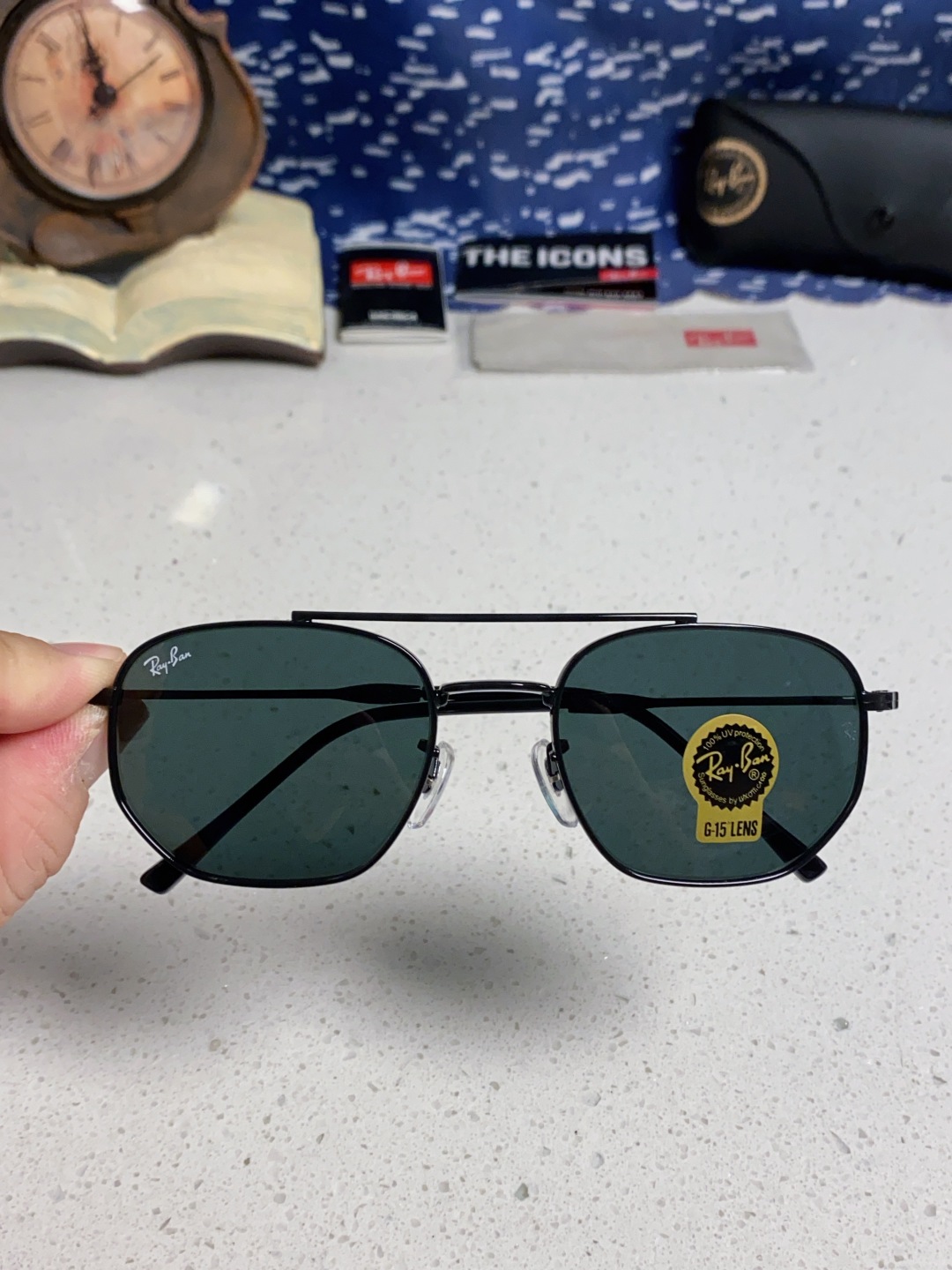 RayBan雷朋 2025新款太阳眼镜金属双梁多边形 康目色时尚眼镜男女墨镜 RB3707