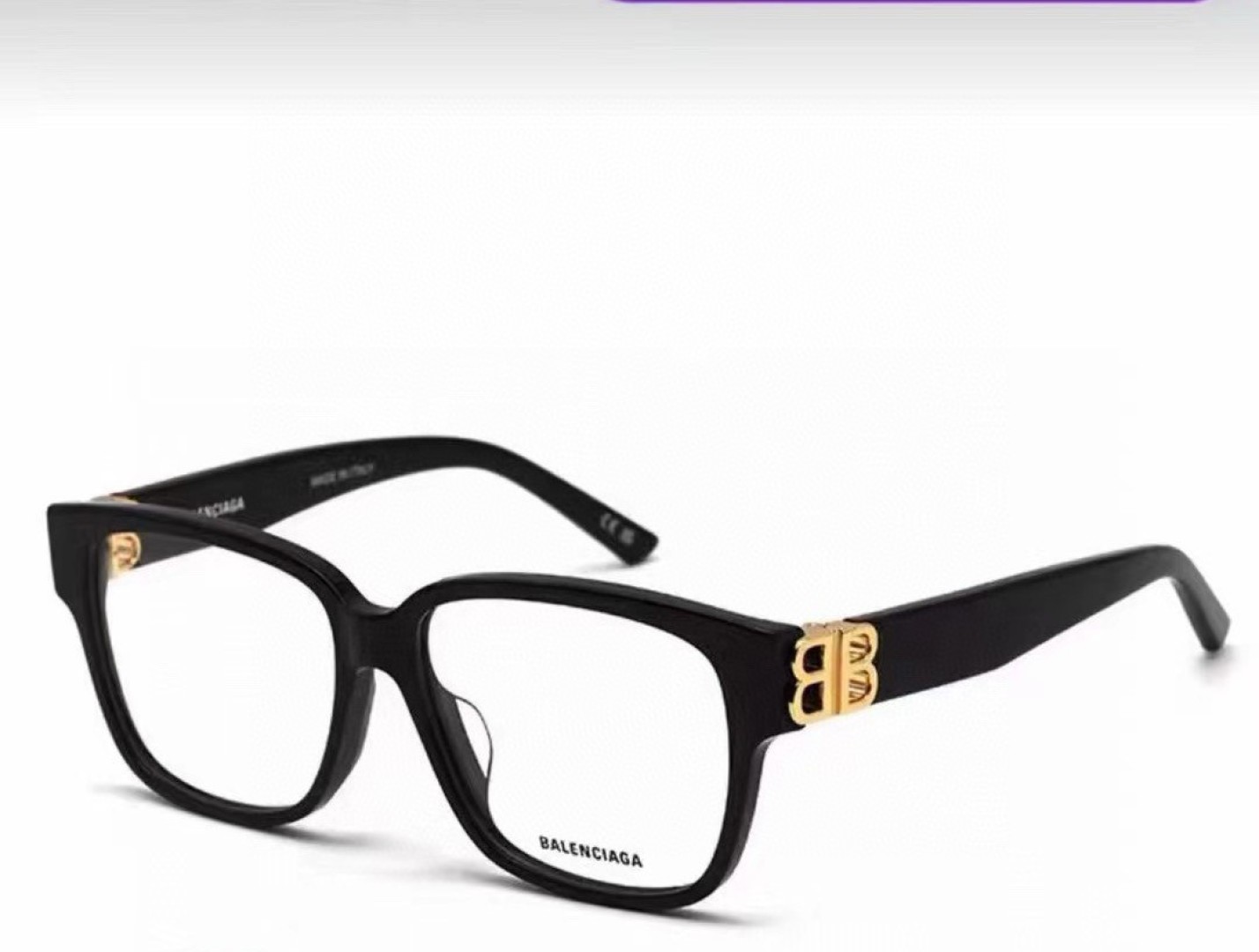 巴黎世家 BALENCIAGA太阳镜方形复古潮流墨镜复古框型与百搭镜片色彩，镜腿装饰金色对称式 BB标识