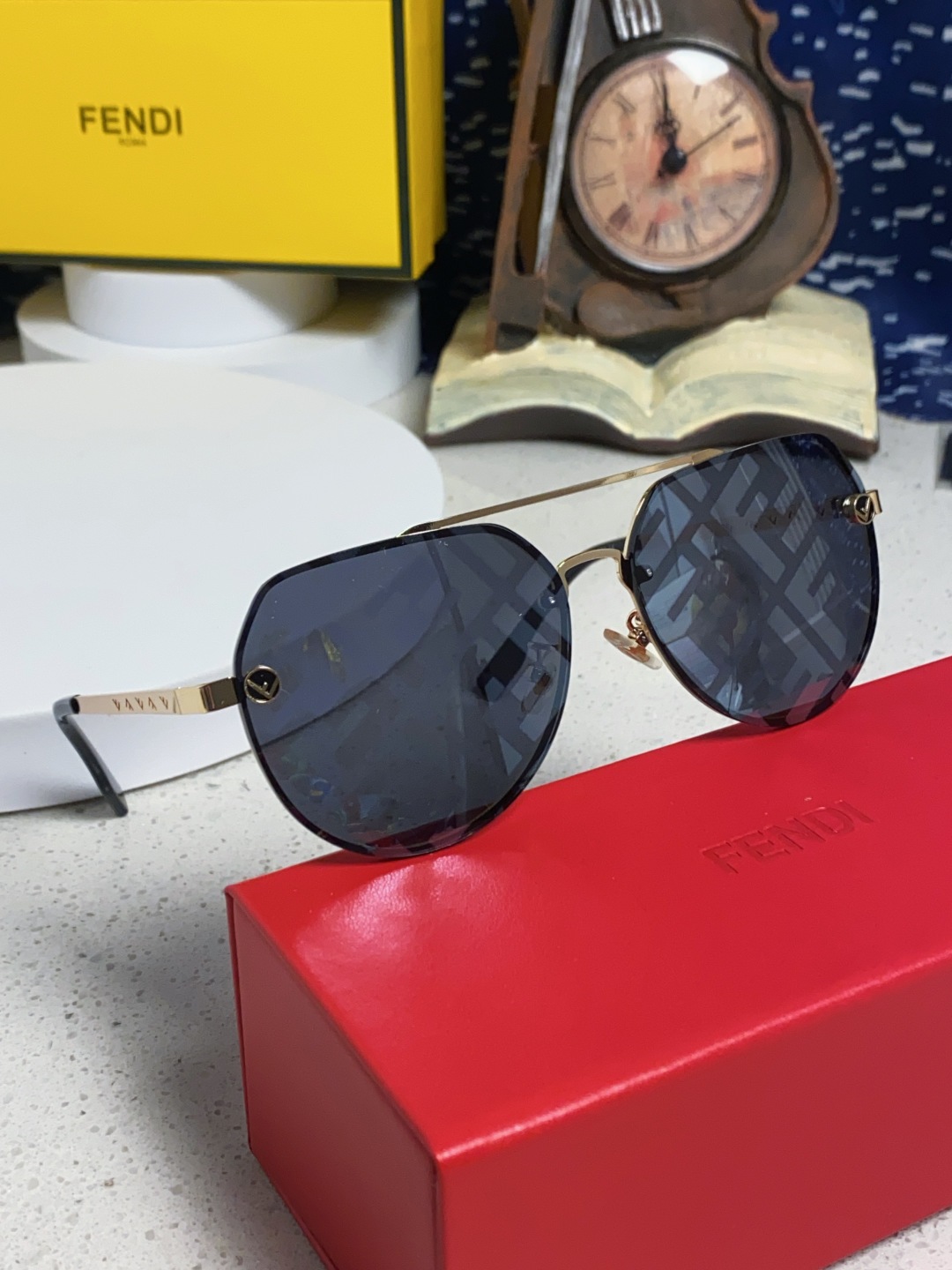 P280 FENDIFINDI, 2025 NEW SUNGLASSES, DOUBLE BEAM PILOT, NON-BOXED, OVERLIGHT LOGO PRINTING - 图片 9