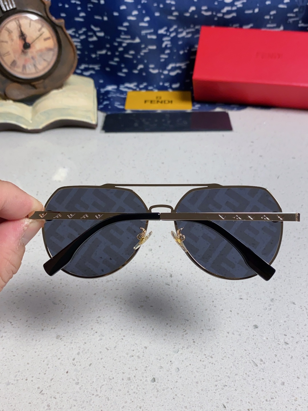 P280 FENDIFINDI, 2025 NEW SUNGLASSES, DOUBLE BEAM PILOT, NON-BOXED, OVERLIGHT LOGO PRINTING - 图片 5