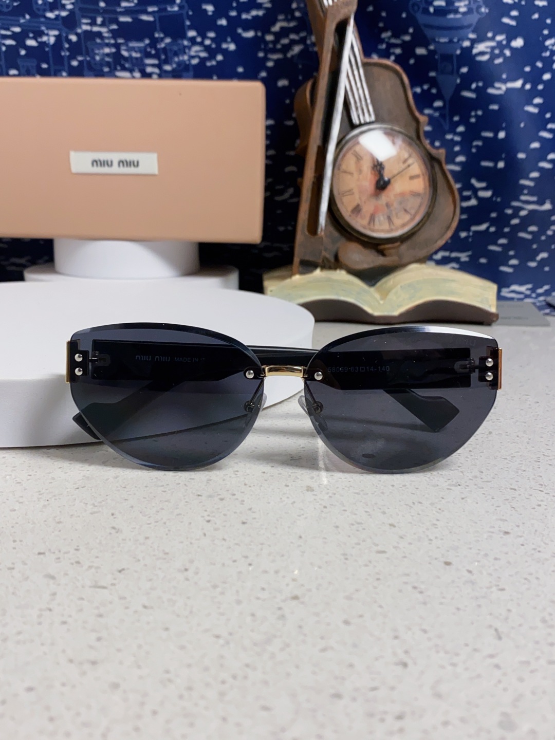 MiuMiu谬谬 2025新款无框墨镜女复古圆形修脸遮阳女士太阳镜网红街拍潮流开车眼镜