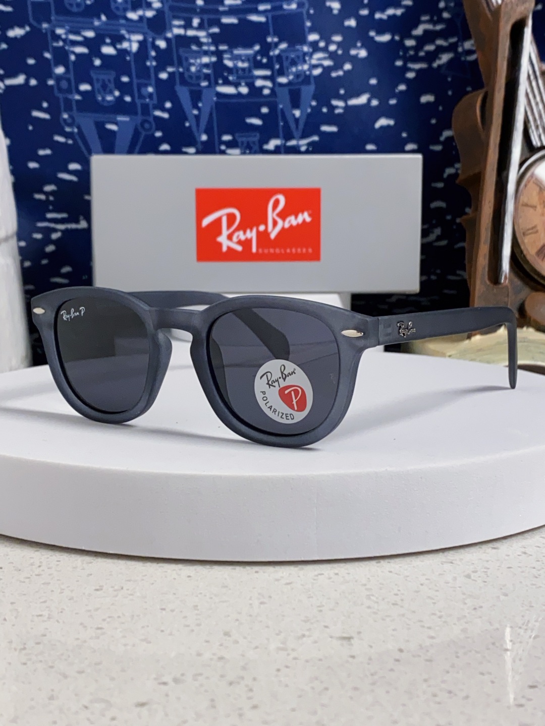 RayBan 雷朋 偏光镜片 复古超强磨砂质感 椭圆偏光墨镜网红高级感ins韩版眼镜圆脸街拍太阳镜酷 R