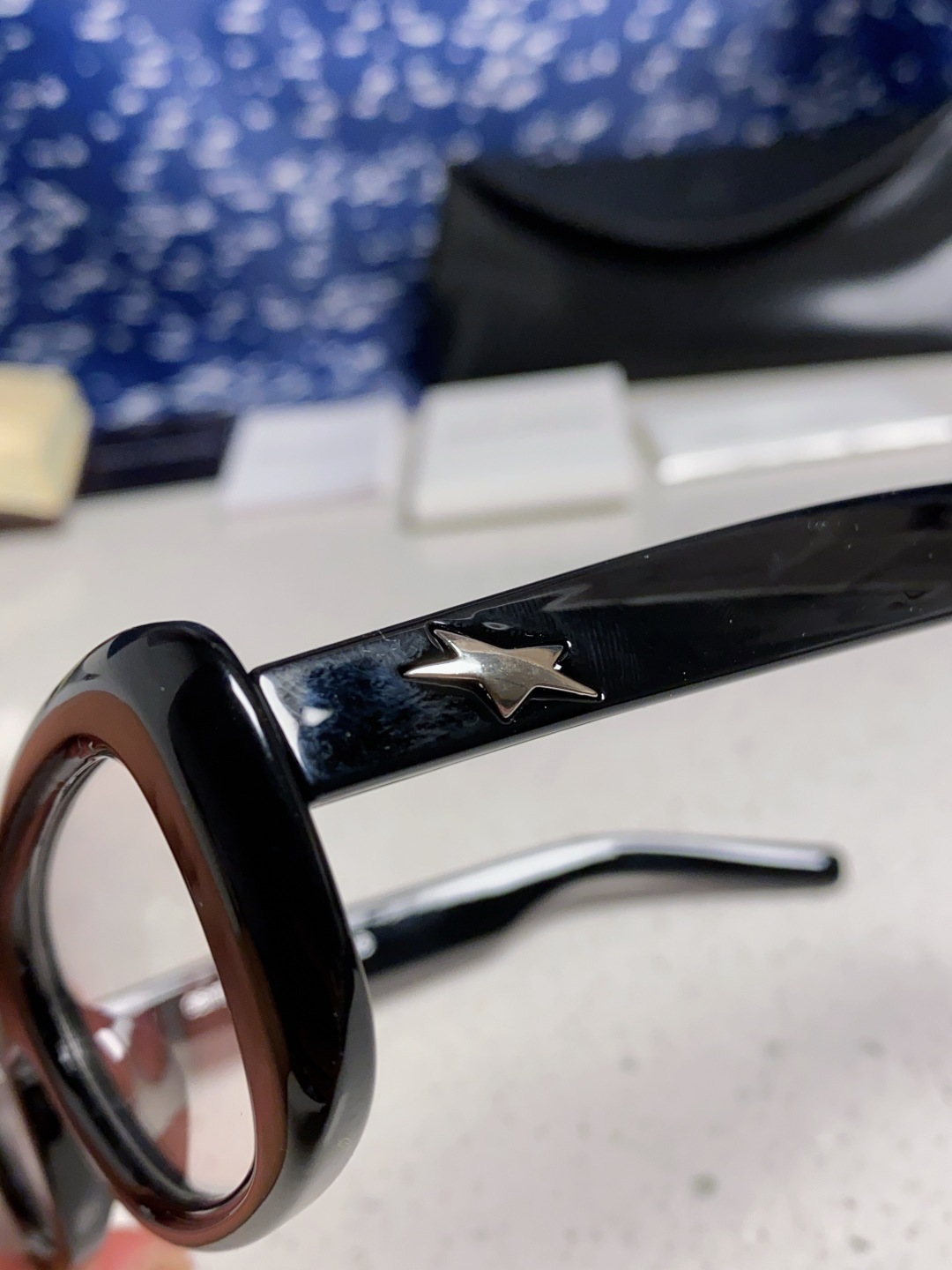 Gentle Moster(GM) gm新款多巴胺椭圆小脸猫眼防晒太阳眼镜高级感女士墨镜 星星图案点缀 