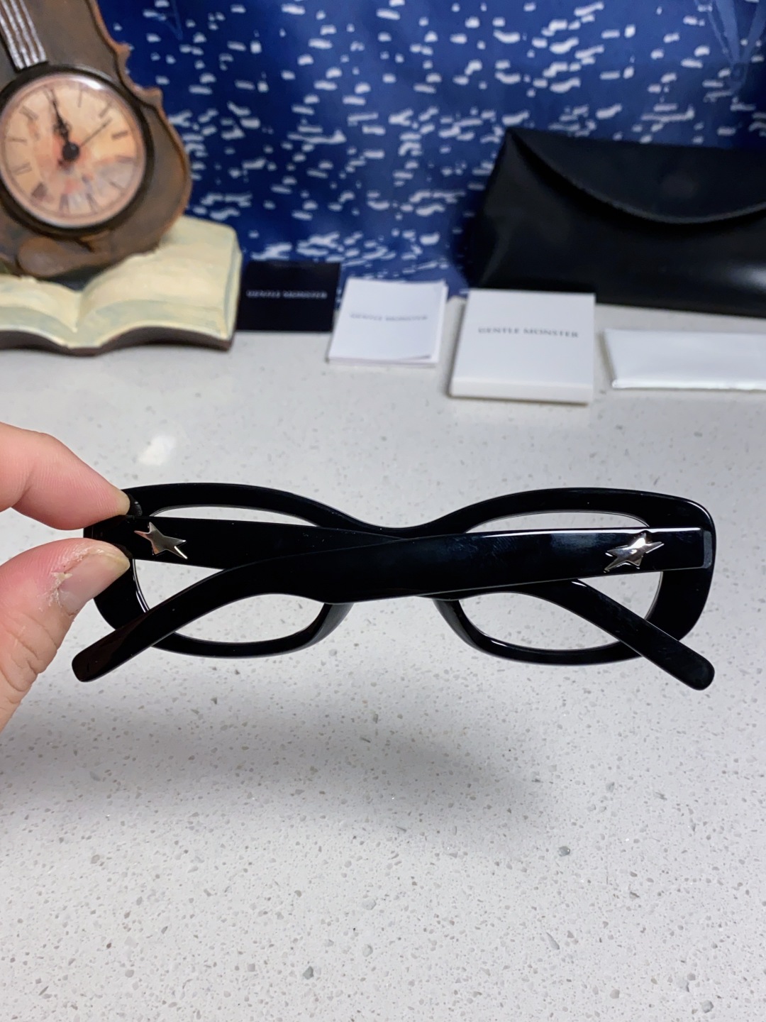 Gentle Moster(GM) gm新款多巴胺椭圆小脸猫眼防晒太阳眼镜高级感女士墨镜 星星图案点缀 