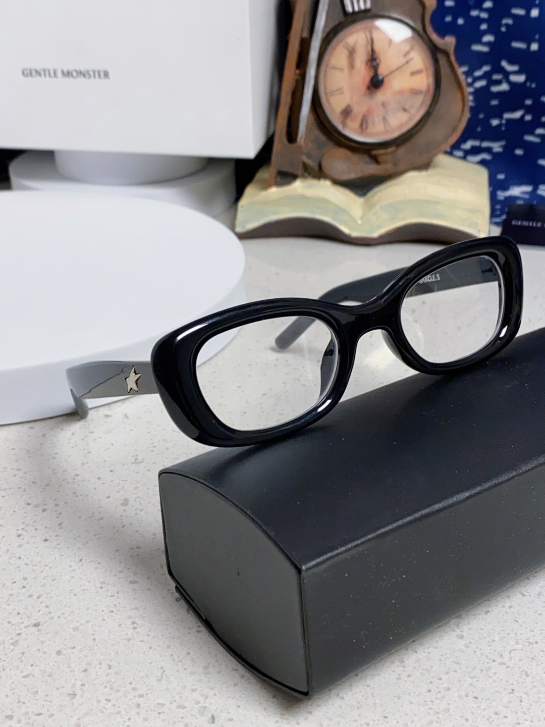 Gentle Moster(GM) gm新款多巴胺椭圆小脸猫眼防晒太阳眼镜高级感女士墨镜 星星图案点缀 