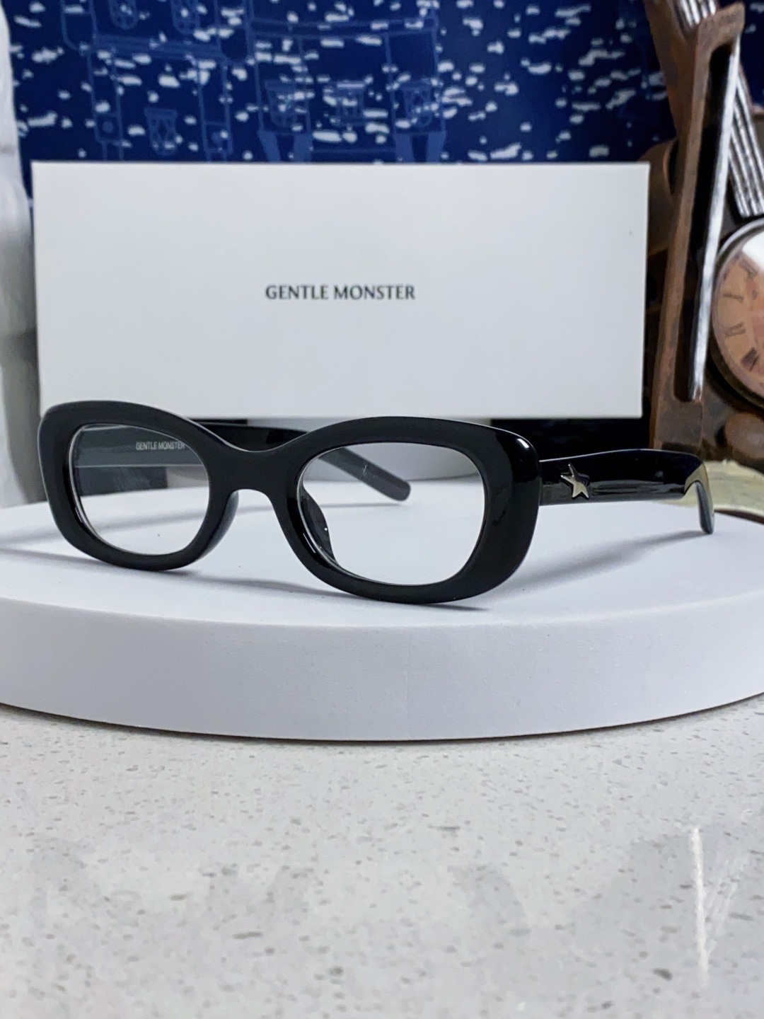 Gentle Moster(GM) gm新款多巴胺椭圆小脸猫眼防晒太阳眼镜高级感女士墨镜 星星图案点缀 