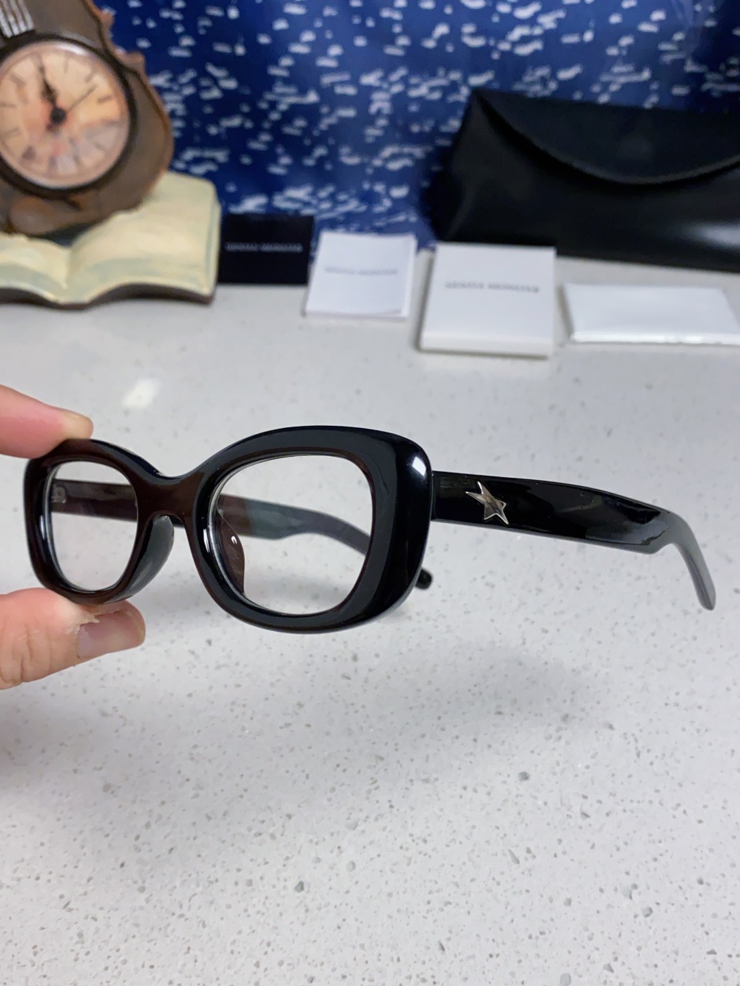 Gentle Moster(GM) gm新款多巴胺椭圆小脸猫眼防晒太阳眼镜高级感女士墨镜 星星图案点缀 