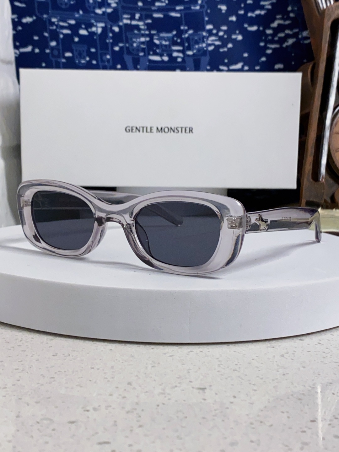 Gentle Moster(GM) gm新款多巴胺椭圆小脸猫眼防晒太阳眼镜高级感女士墨镜 星星图案点缀 