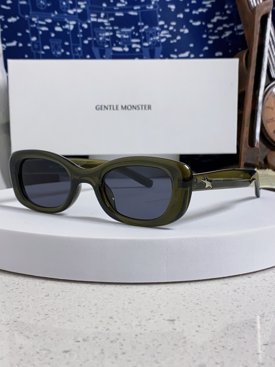 Gentle Moster(GM) gm新款多巴胺椭圆小脸猫眼防晒太阳眼镜高级感女士墨镜 星星图案点缀 