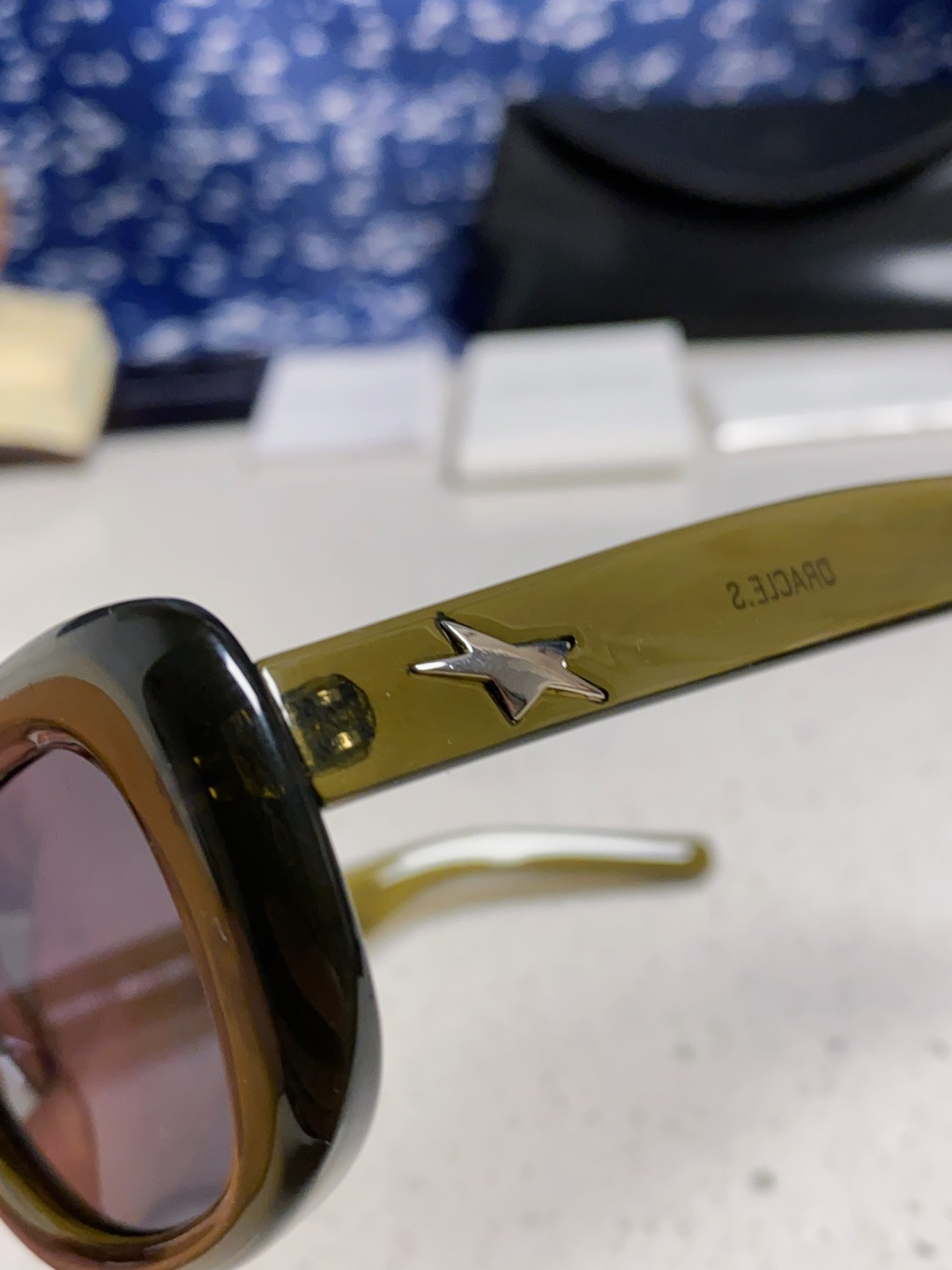 Gentle Moster(GM) gm新款多巴胺椭圆小脸猫眼防晒太阳眼镜高级感女士墨镜 星星图案点缀 