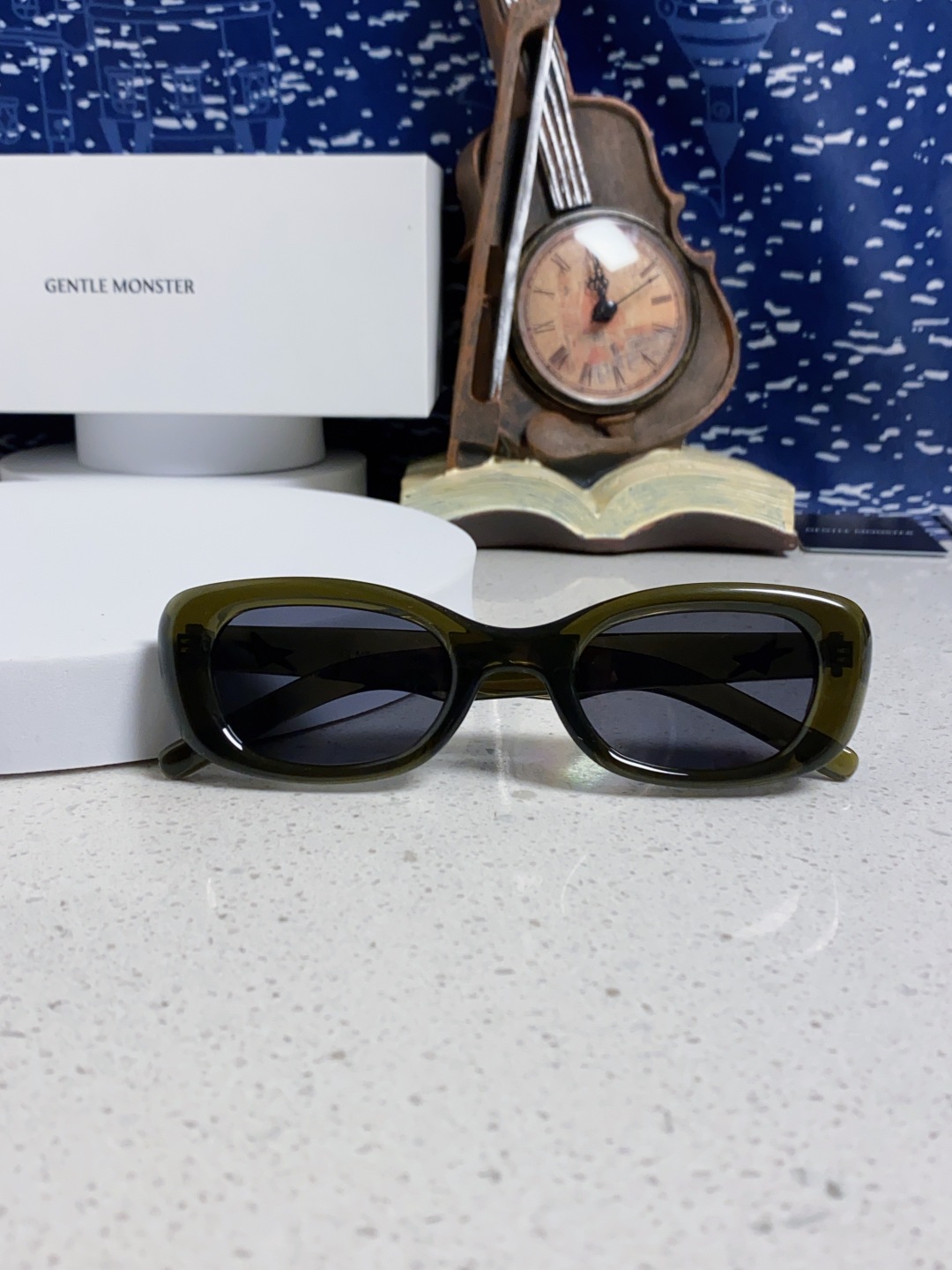 Gentle Moster(GM) gm新款多巴胺椭圆小脸猫眼防晒太阳眼镜高级感女士墨镜 星星图案点缀 