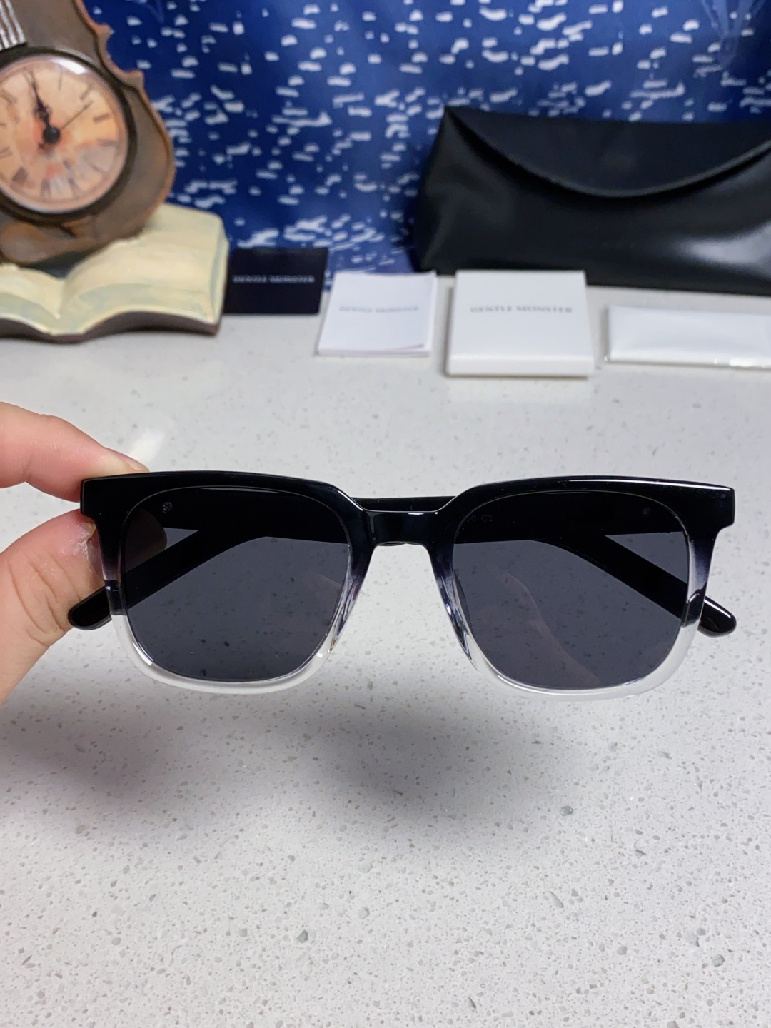 Gentle Moster(GM) 韩版个性撞色墨镜女ins高级感星空系超黑大脸太阳镜男防紫外线潮 型号