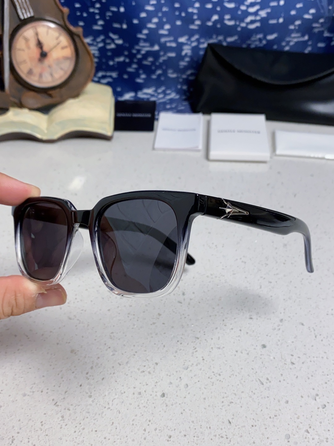 Gentle Moster(GM) 韩版个性撞色墨镜女ins高级感星空系超黑大脸太阳镜男防紫外线潮 型号