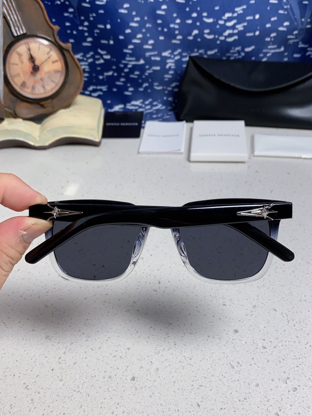 Gentle Moster(GM) 韩版个性撞色墨镜女ins高级感星空系超黑大脸太阳镜男防紫外线潮 型号