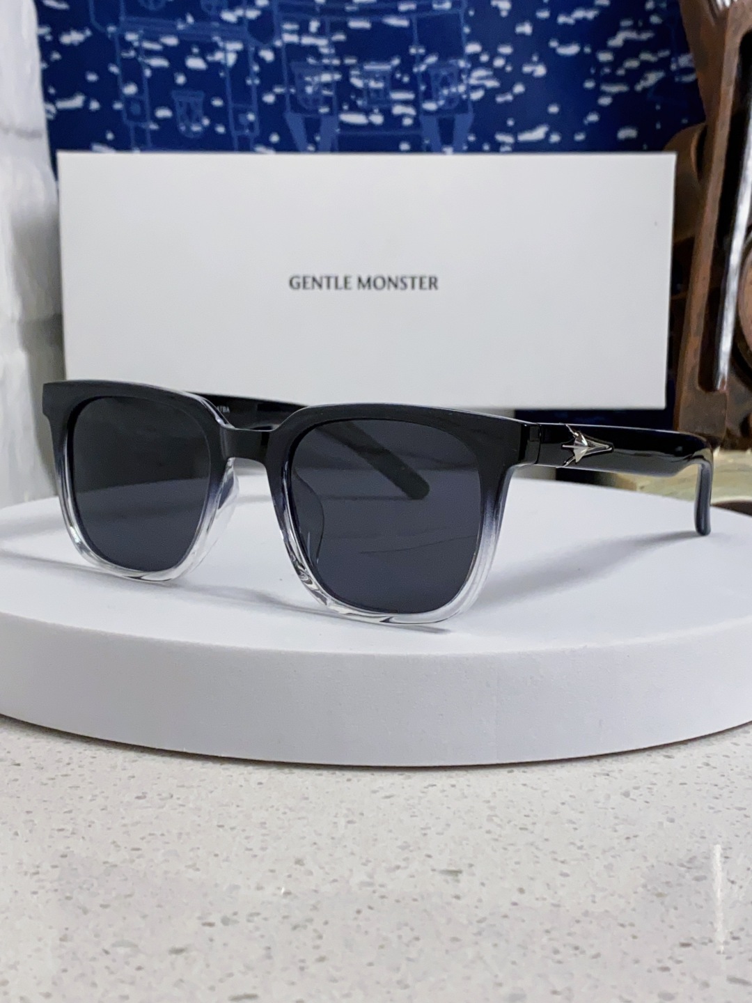 Gentle Moster(GM) 韩版个性撞色墨镜女ins高级感星空系超黑大脸太阳镜男防紫外线潮 型号