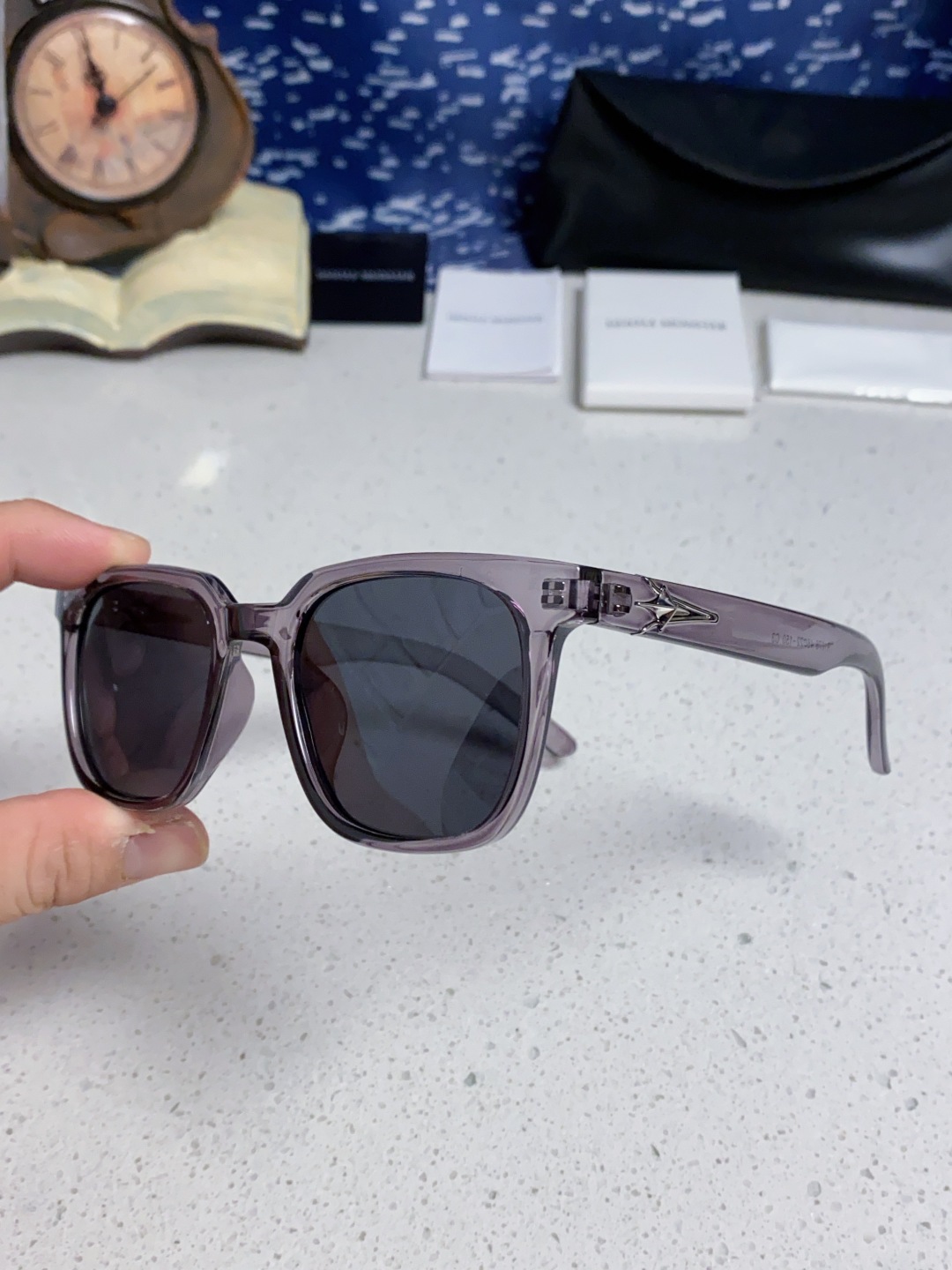 Gentle Moster(GM) 韩版个性撞色墨镜女ins高级感星空系超黑大脸太阳镜男防紫外线潮 型号