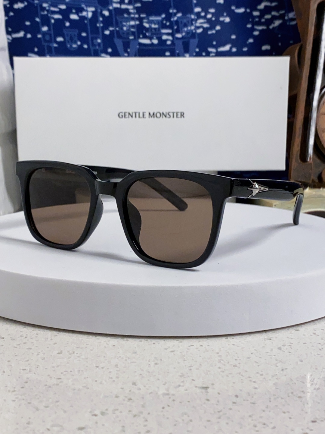 Gentle Moster(GM) 韩版个性撞色墨镜女ins高级感星空系超黑大脸太阳镜男防紫外线潮 型号