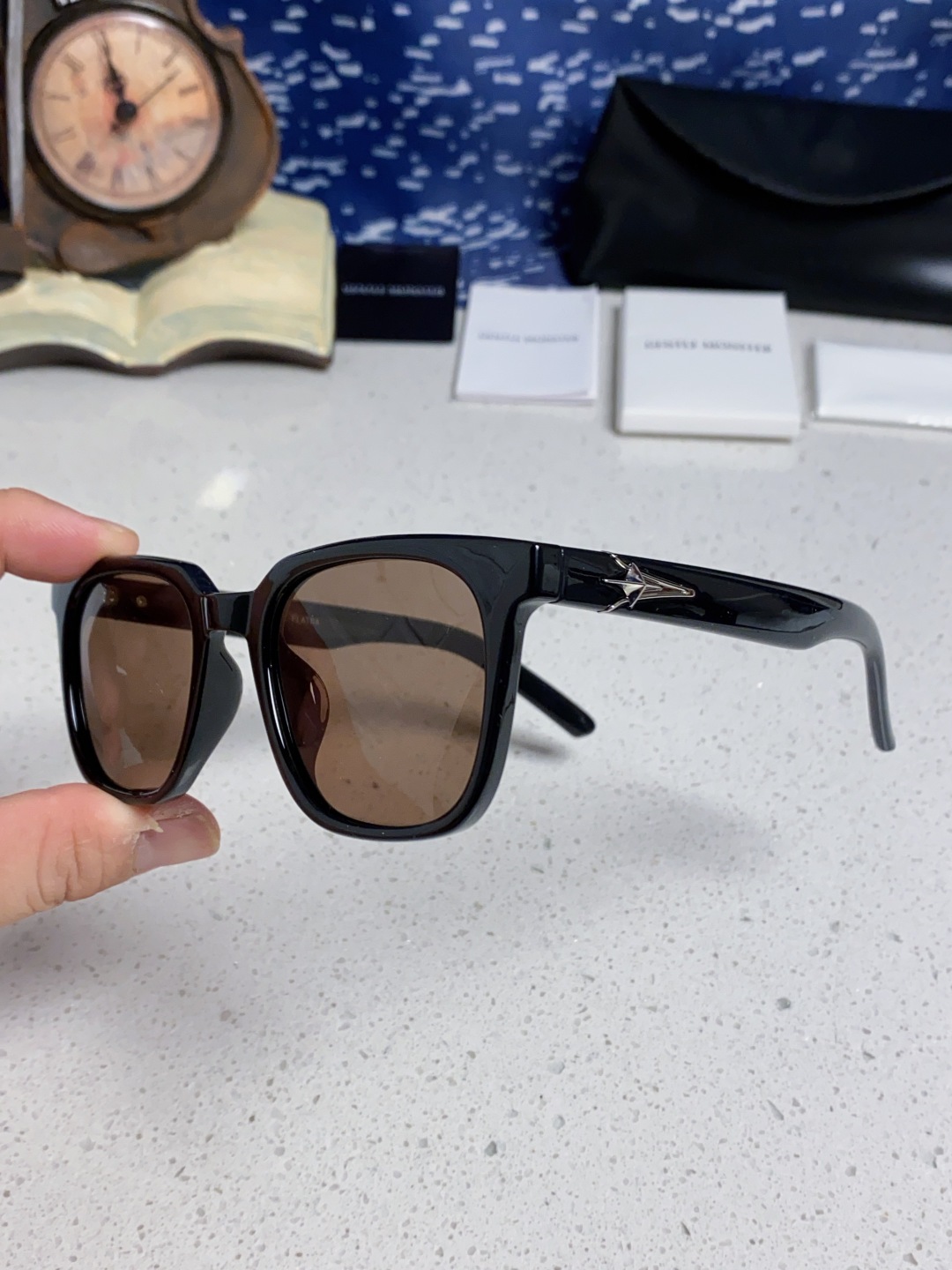 Gentle Moster(GM) 韩版个性撞色墨镜女ins高级感星空系超黑大脸太阳镜男防紫外线潮 型号