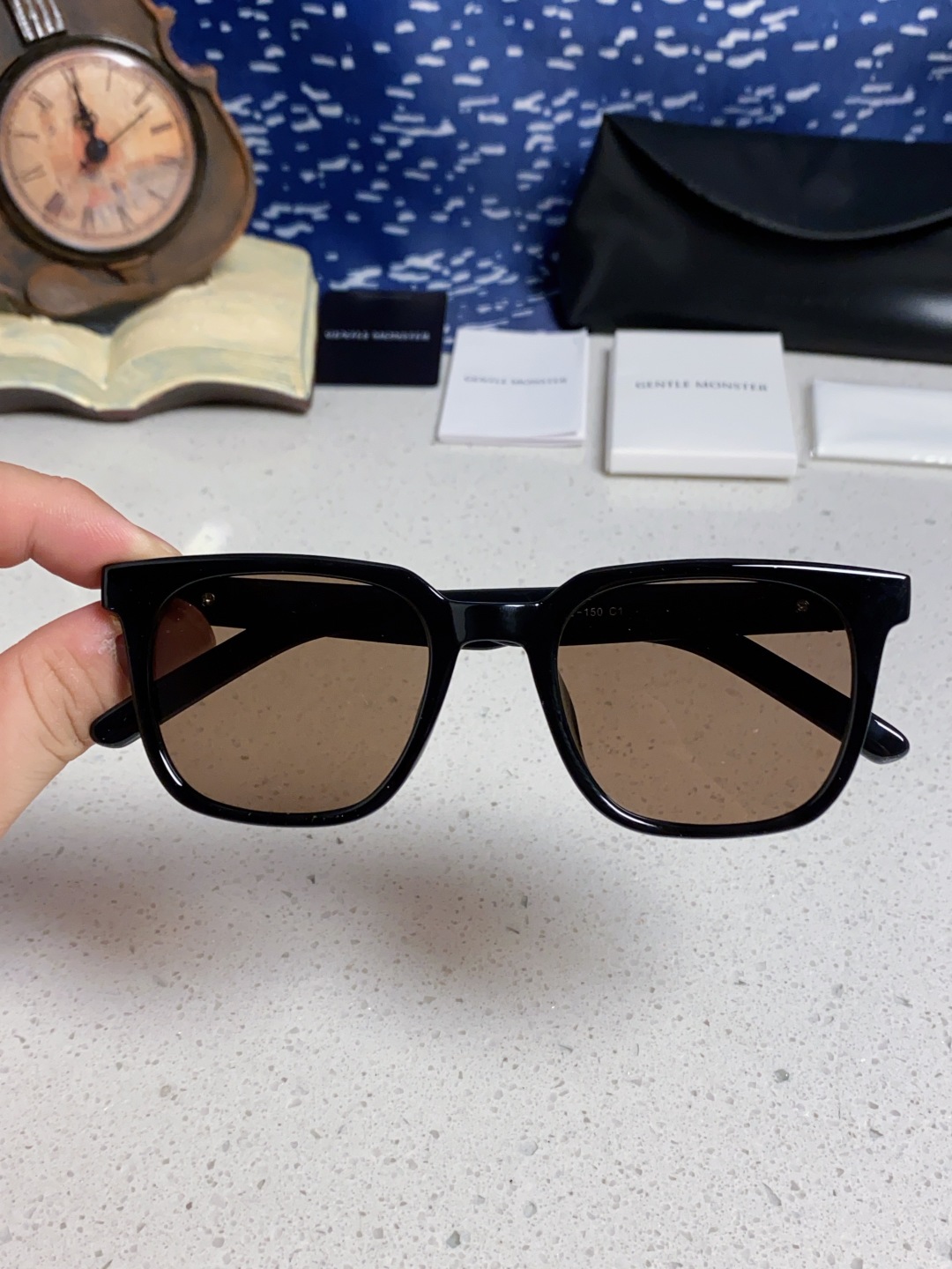 Gentle Moster(GM) 韩版个性撞色墨镜女ins高级感星空系超黑大脸太阳镜男防紫外线潮 型号