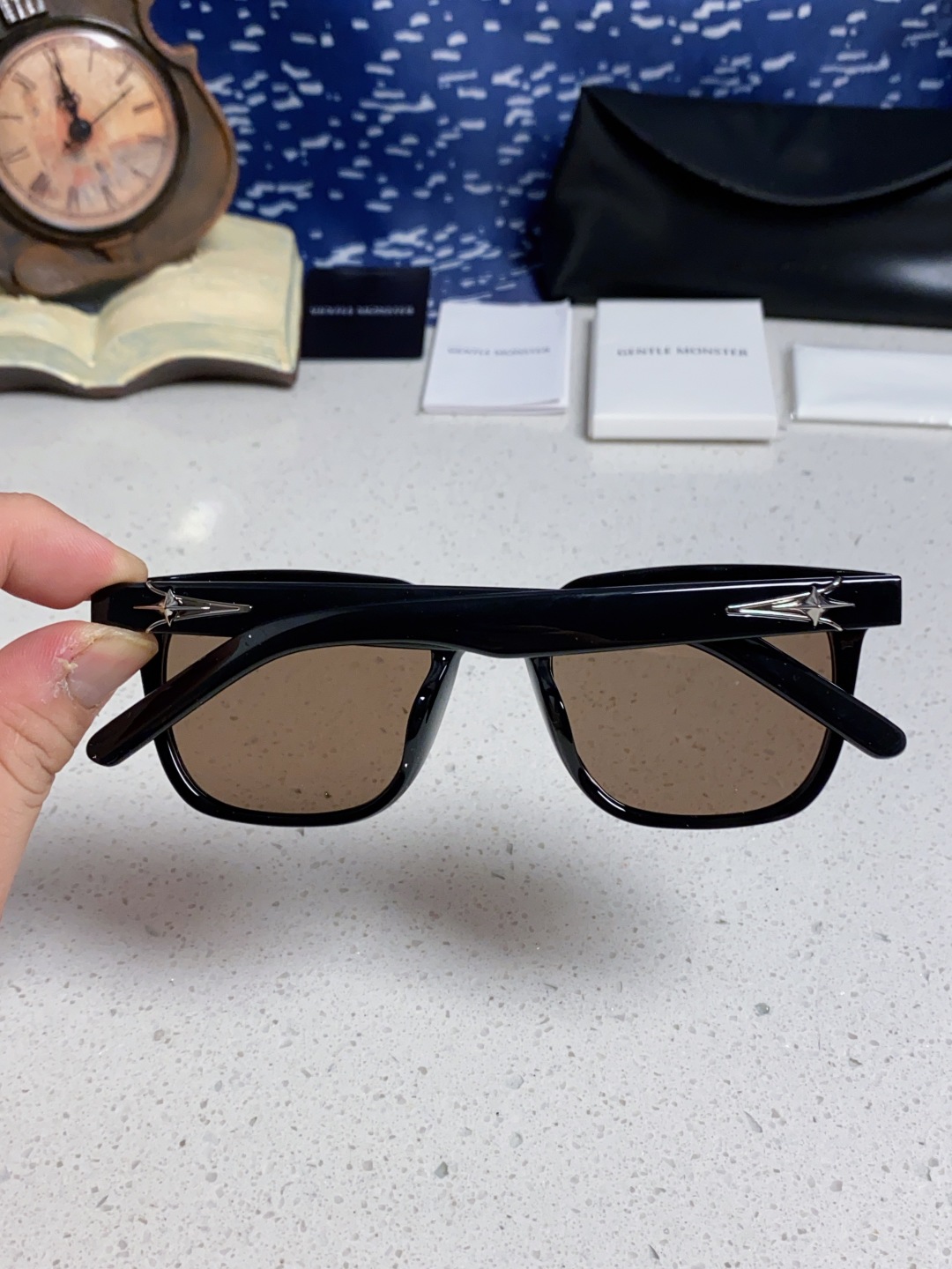 Gentle Moster(GM) 韩版个性撞色墨镜女ins高级感星空系超黑大脸太阳镜男防紫外线潮 型号