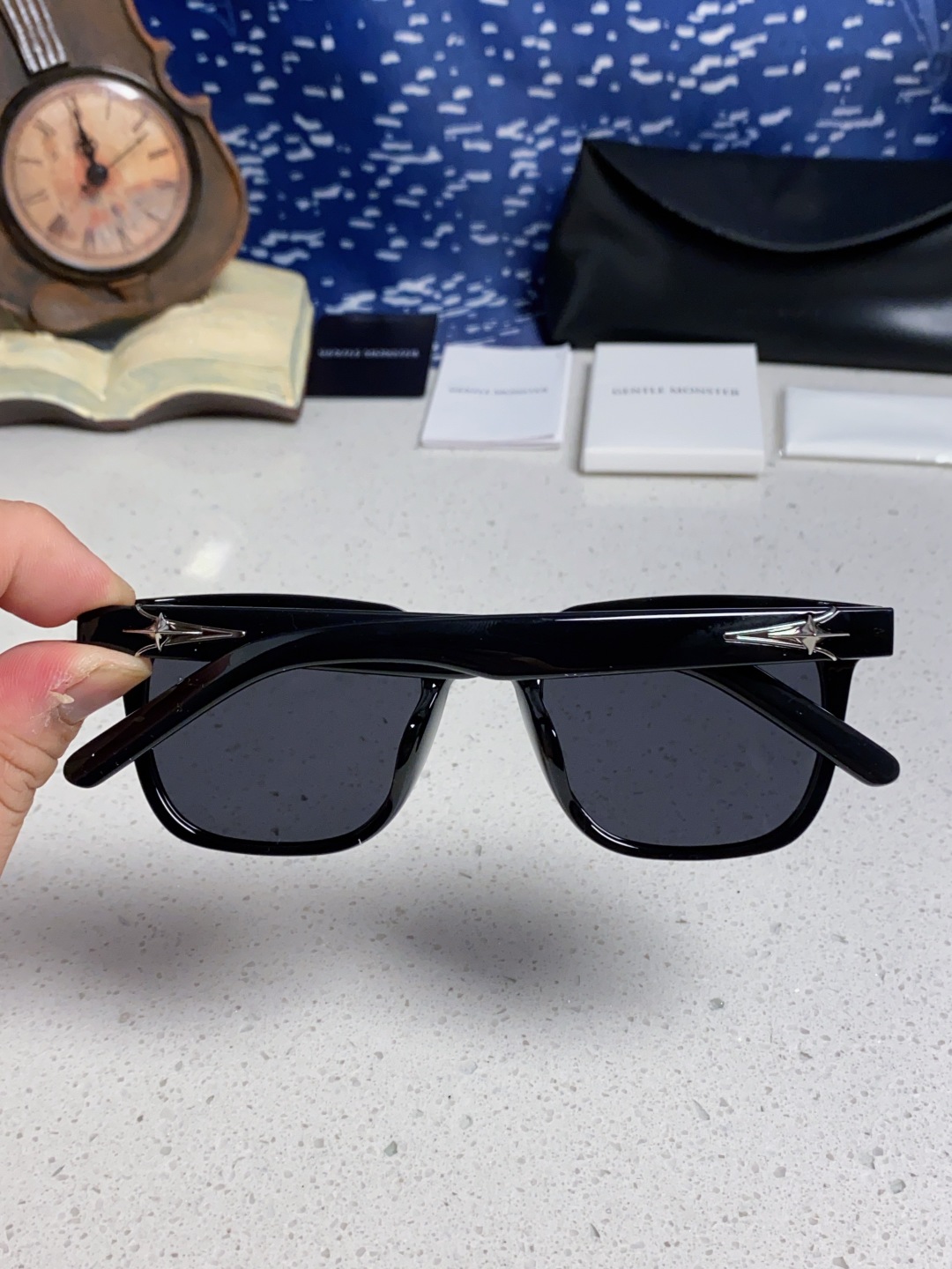 Gentle Moster(GM) 韩版个性撞色墨镜女ins高级感星空系超黑大脸太阳镜男防紫外线潮 型号