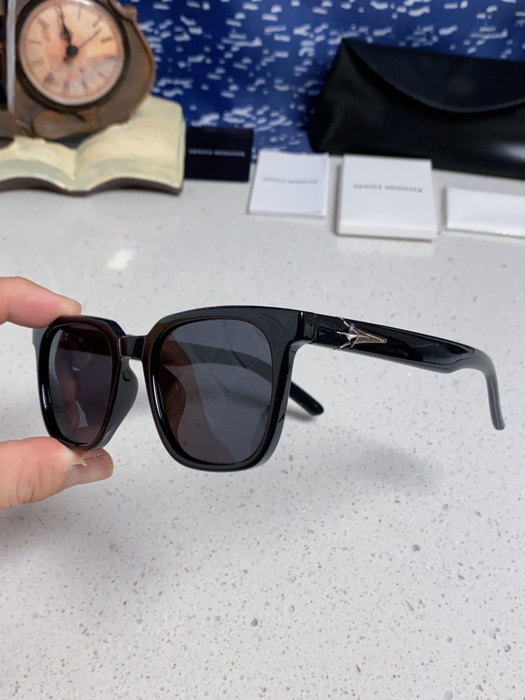 Gentle Moster(GM) 韩版个性撞色墨镜女ins高级感星空系超黑大脸太阳镜男防紫外线潮 型号