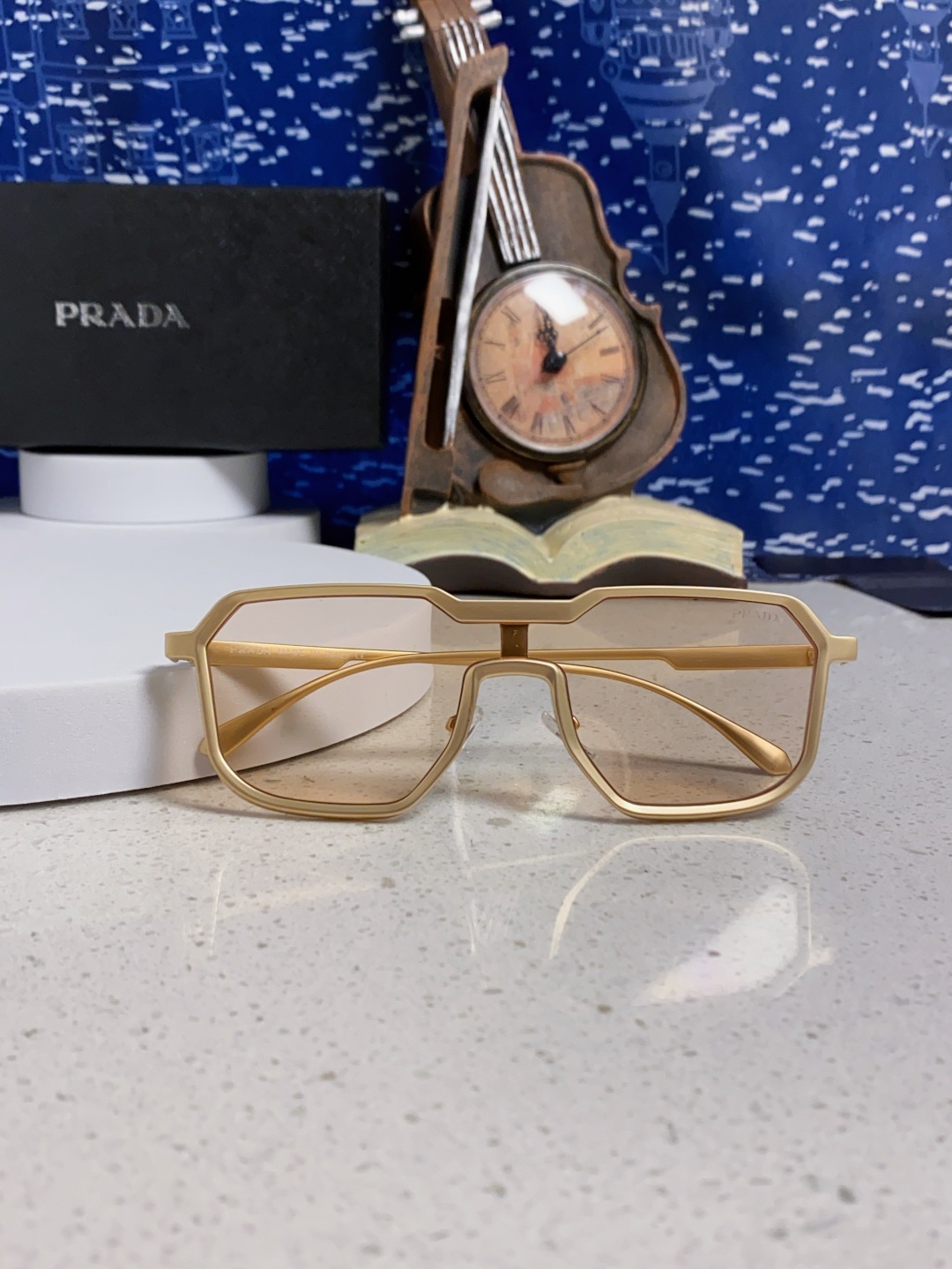 Prada普拉达 2025新款复古男士金属赛博朋克墨镜炫酷个性连体太阳镜