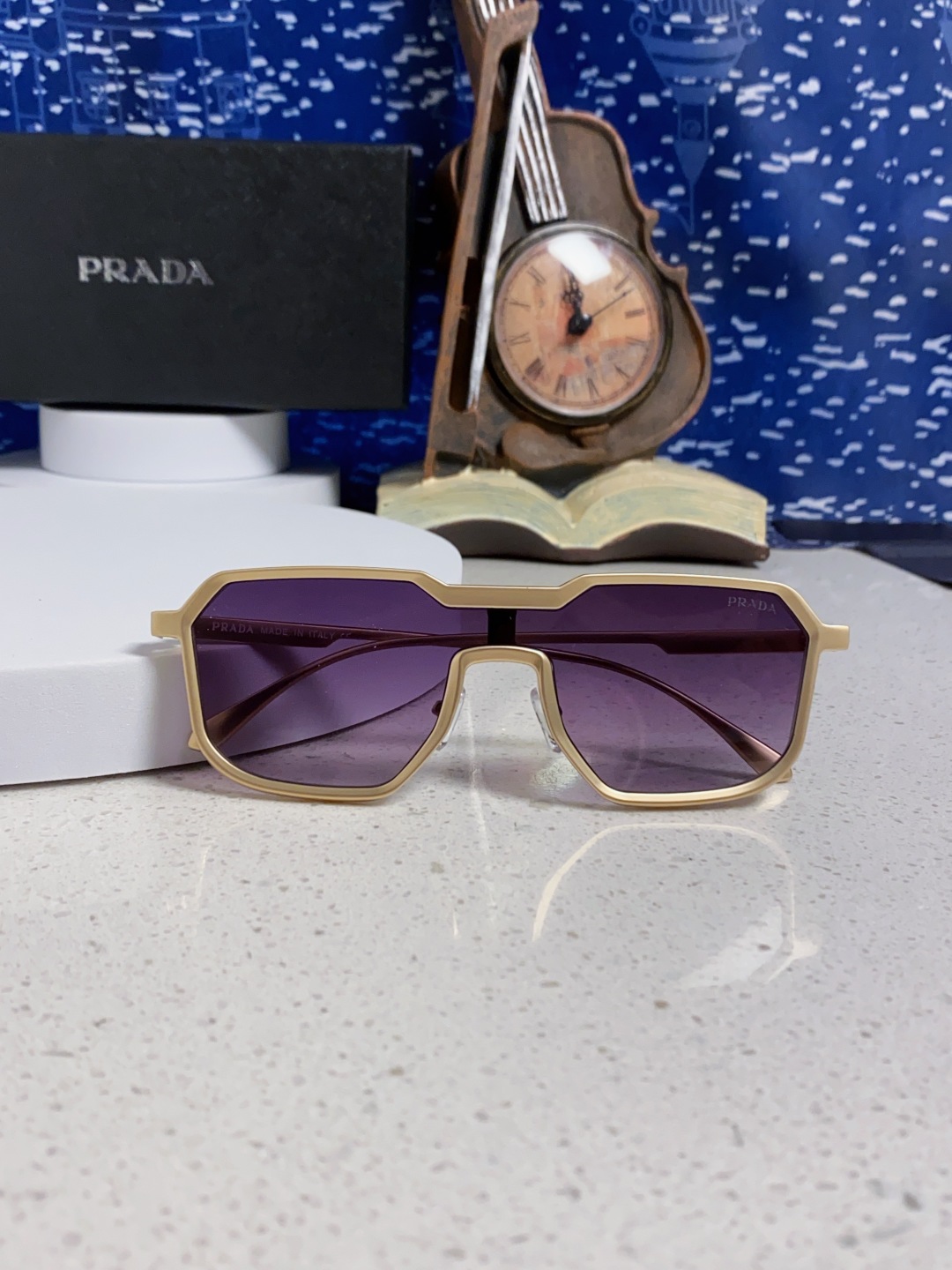 Prada普拉达 2025新款复古男士金属赛博朋克墨镜炫酷个性连体太阳镜