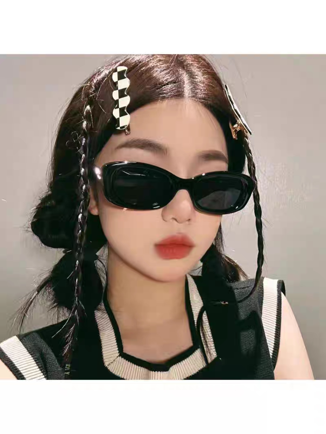 Gentle Moster(GM) gm新款多巴胺椭圆小脸猫眼防晒太阳眼镜高级感女士墨镜 星星图案点缀 