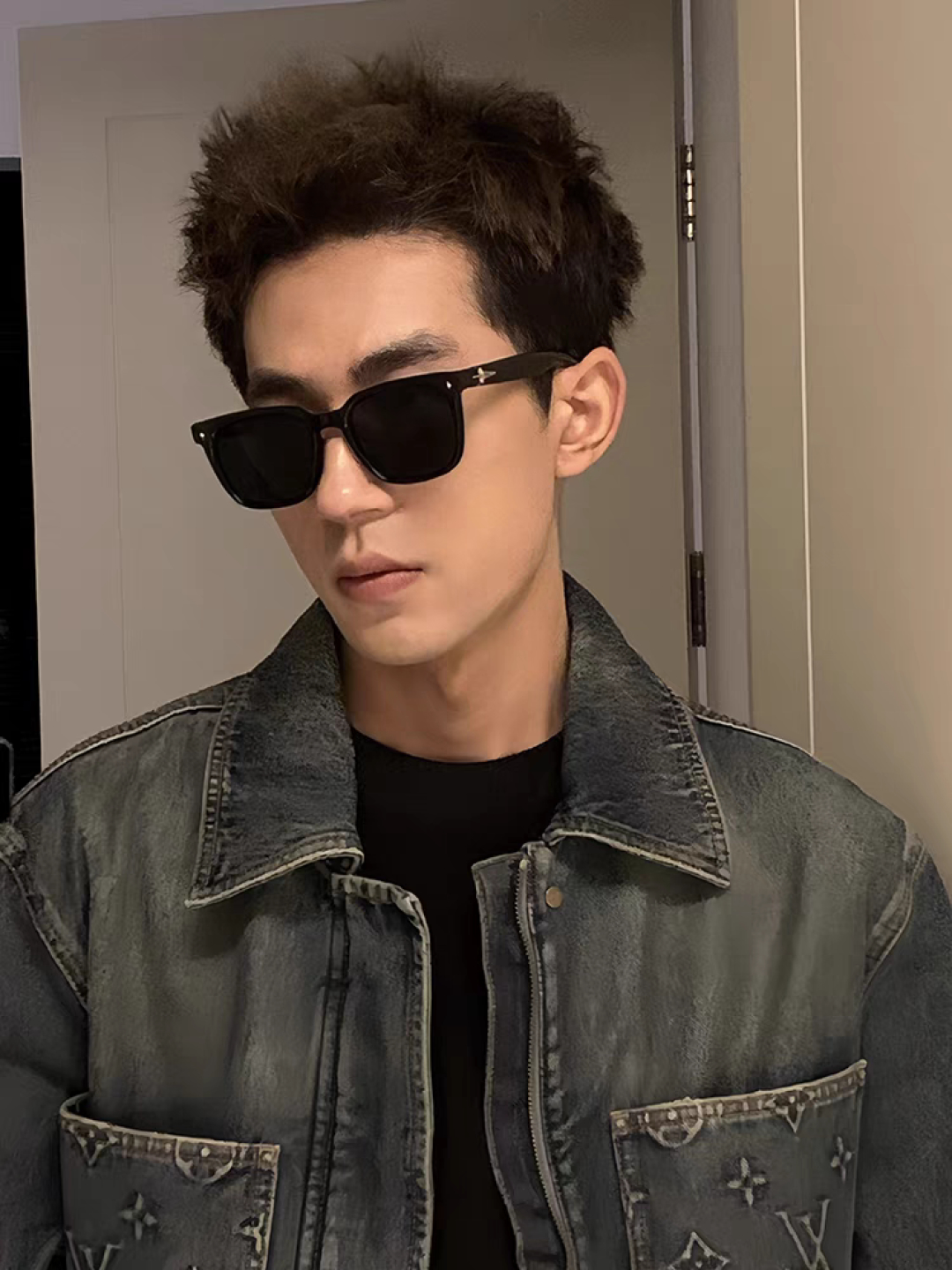 Gentle Moster(GM) 韩版个性撞色墨镜女ins高级感星空系超黑大脸太阳镜男防紫外线潮 型号