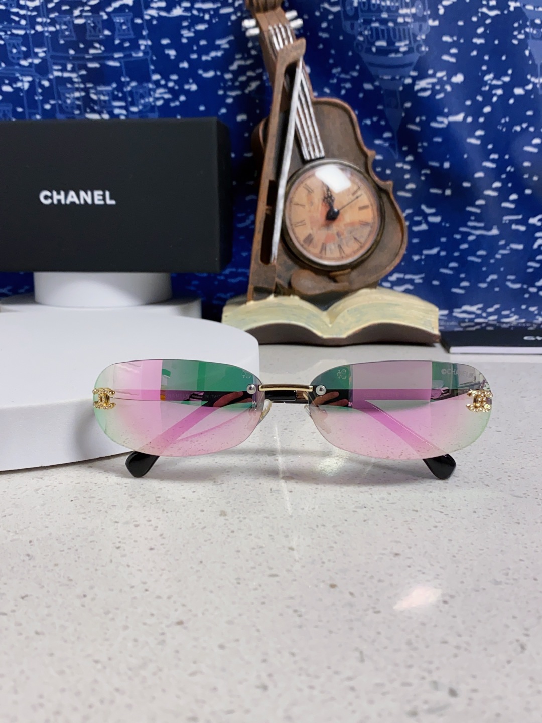 Chanel香奈儿 2025新款网红同款高级无框墨镜女素颜百搭防晒街拍小香家太阳镜 CH4002