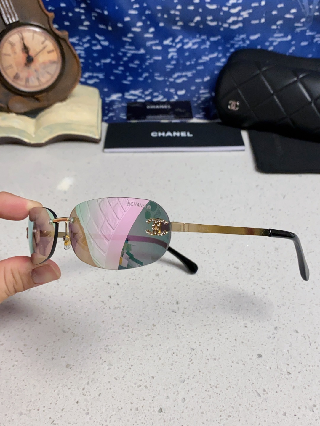 Chanel香奈儿 2025新款网红同款高级无框墨镜女素颜百搭防晒街拍小香家太阳镜 CH4002