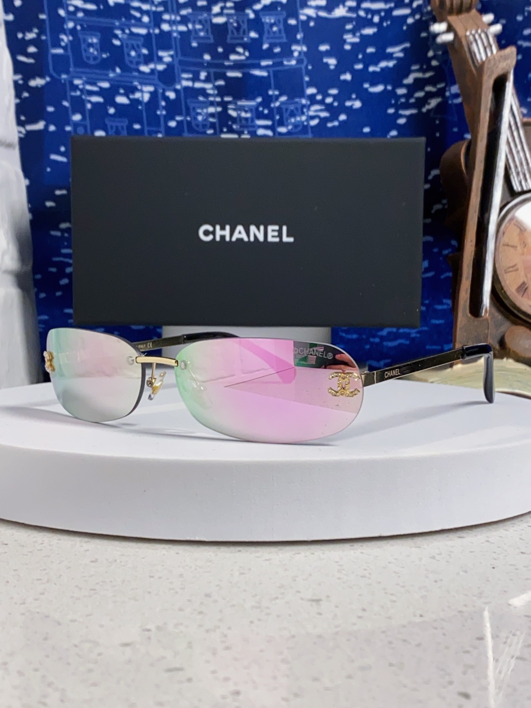 Chanel香奈儿 2025新款网红同款高级无框墨镜女素颜百搭防晒街拍小香家太阳镜 CH4002