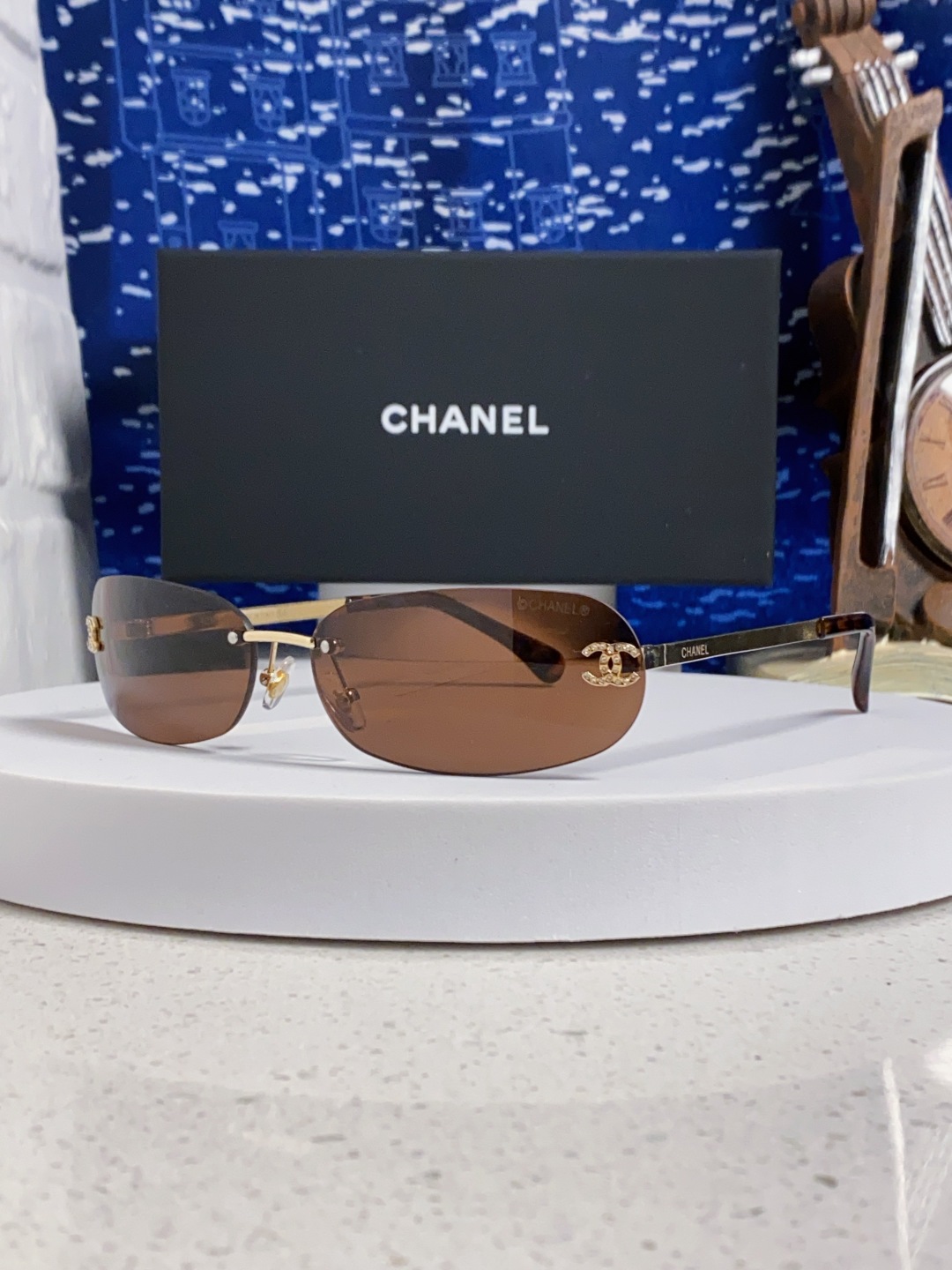 Chanel香奈儿 2025新款网红同款高级无框墨镜女素颜百搭防晒街拍小香家太阳镜 CH4002