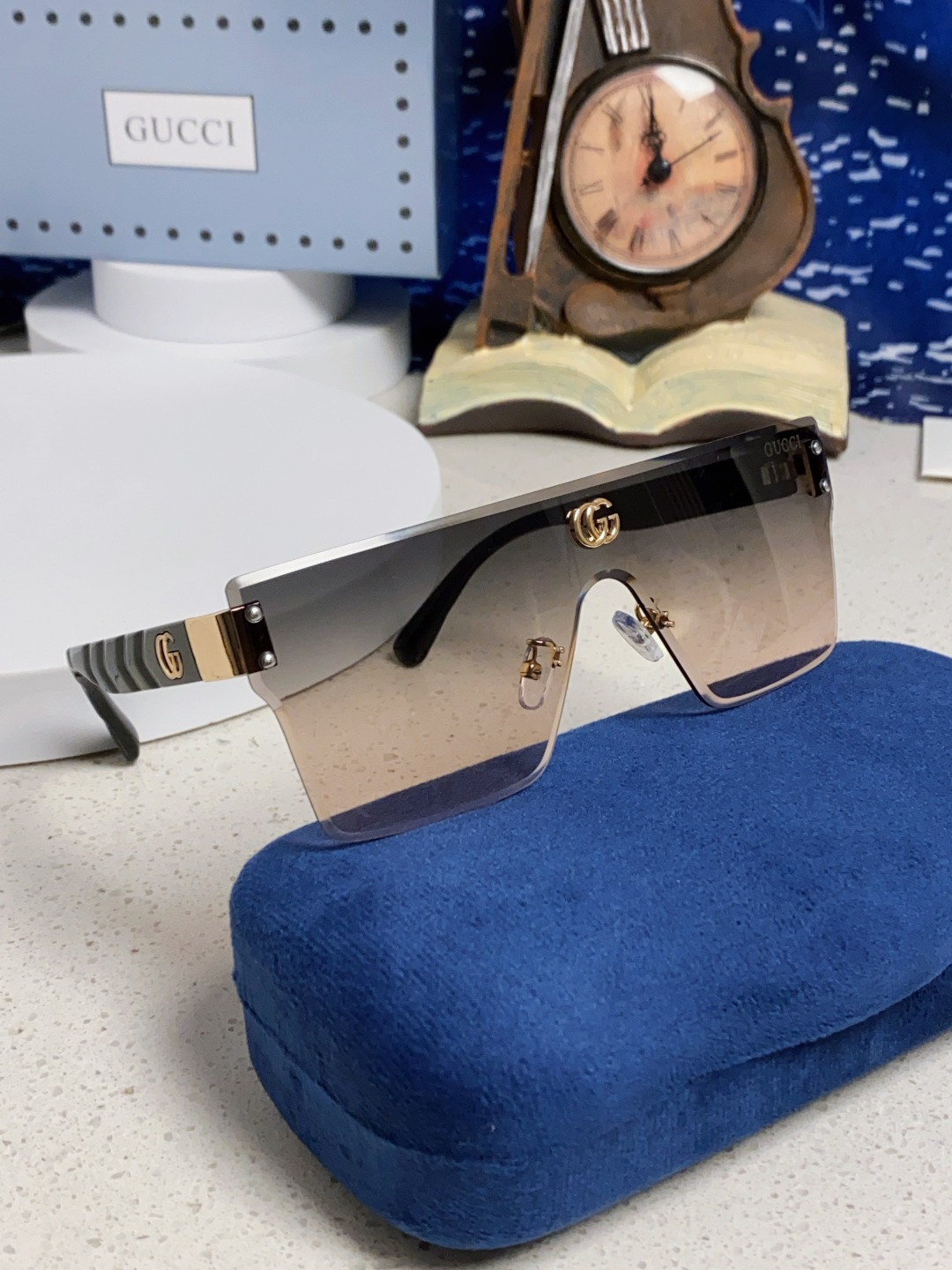 Gucci古奇 2025款欧美时尚女士方框遮脸连体太阳眼欧洲站网红护目防紫外线墨镜