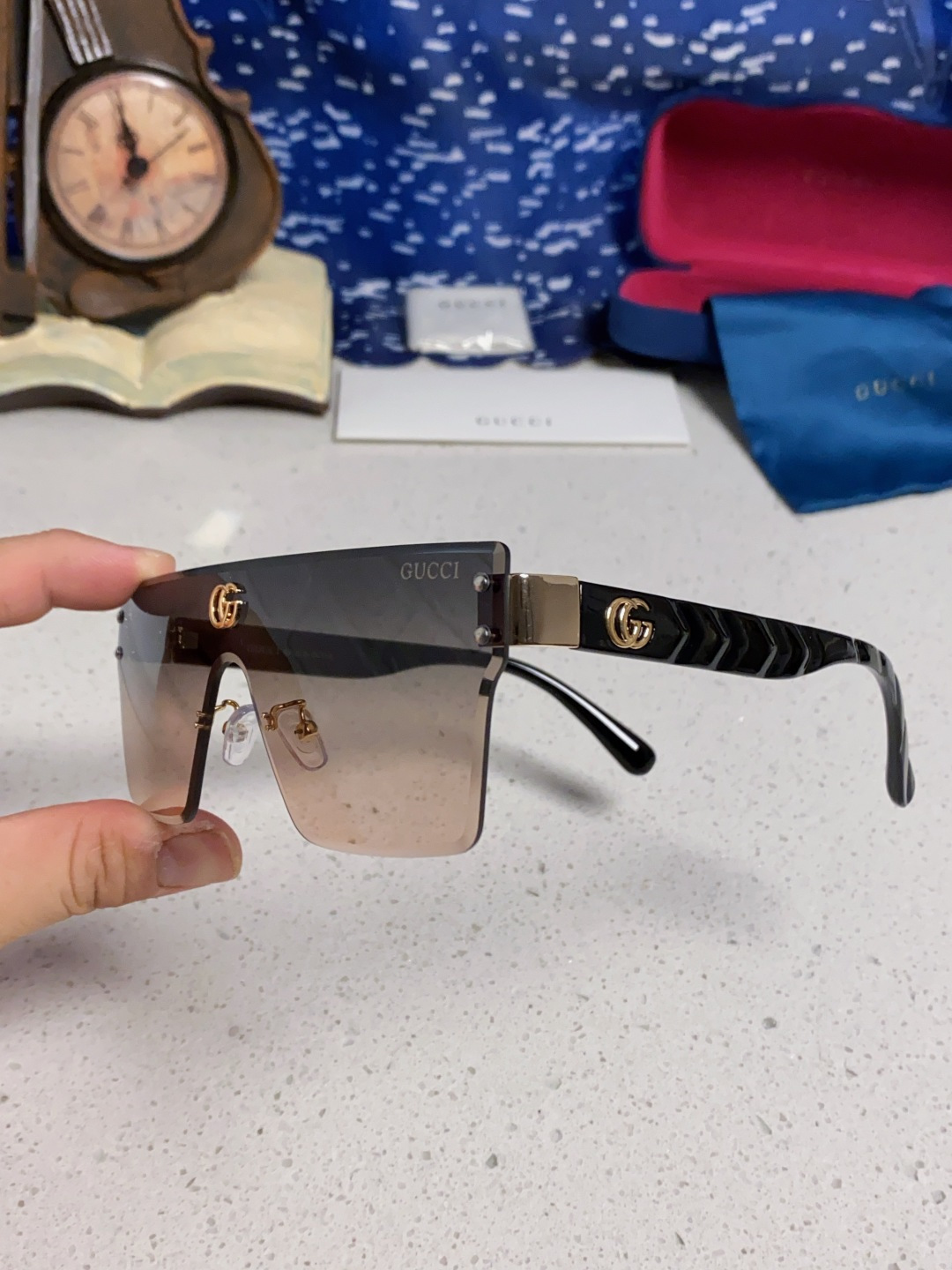 Gucci古奇 2025款欧美时尚女士方框遮脸连体太阳眼欧洲站网红护目防紫外线墨镜