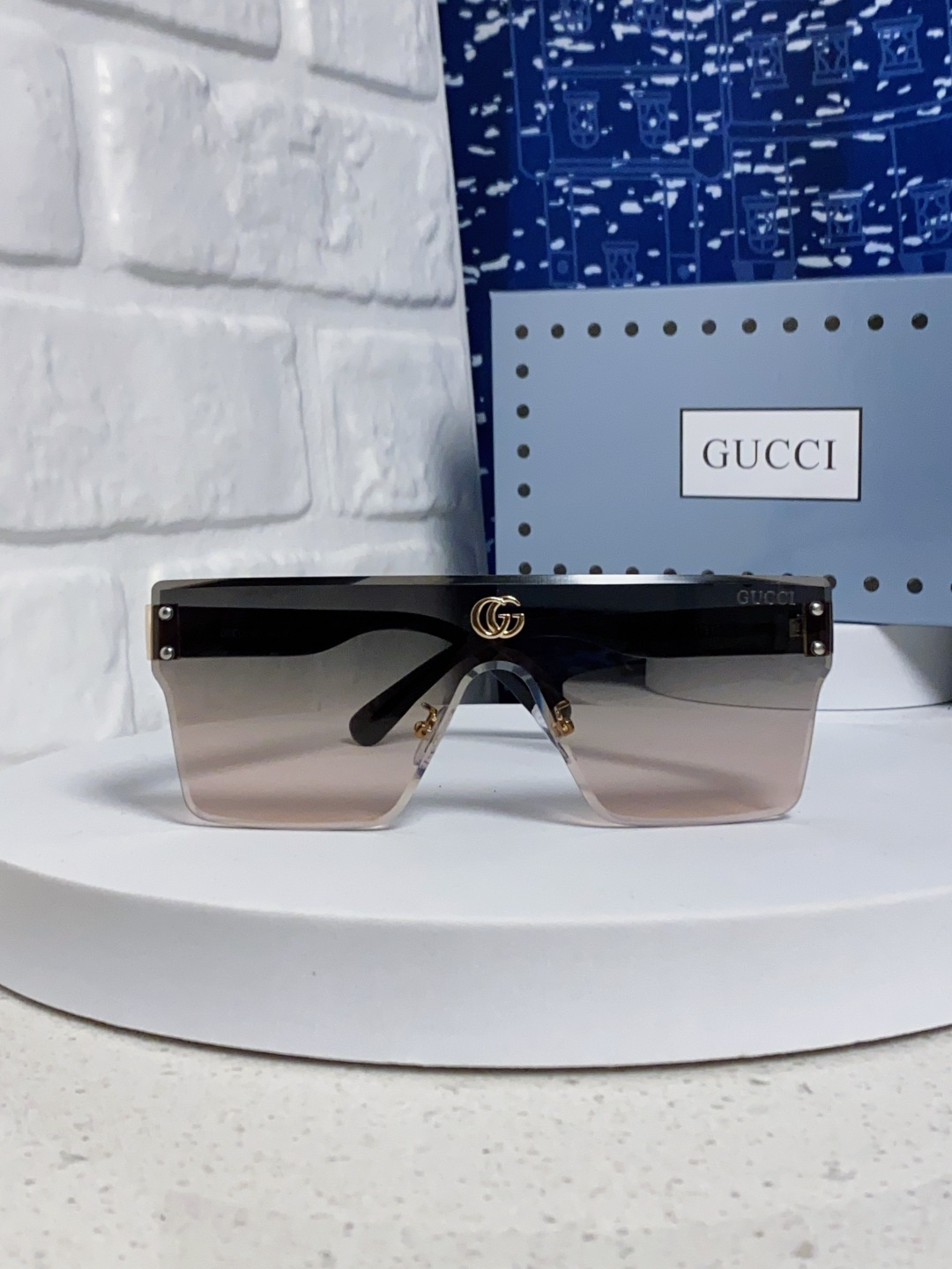 Gucci古奇 2025款欧美时尚女士方框遮脸连体太阳眼欧洲站网红护目防紫外线墨镜