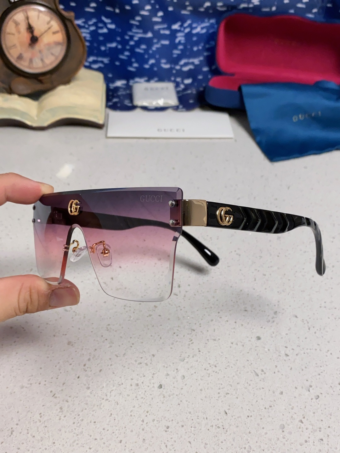 Gucci古奇 2025款欧美时尚女士方框遮脸连体太阳眼欧洲站网红护目防紫外线墨镜