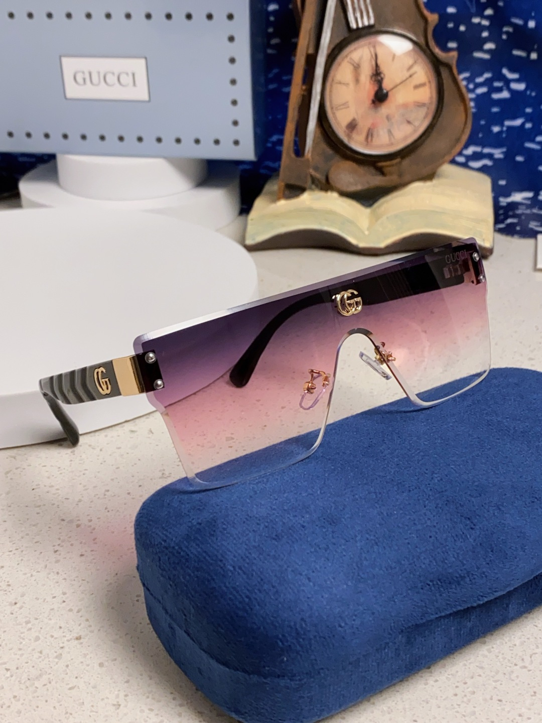 Gucci古奇 2025款欧美时尚女士方框遮脸连体太阳眼欧洲站网红护目防紫外线墨镜