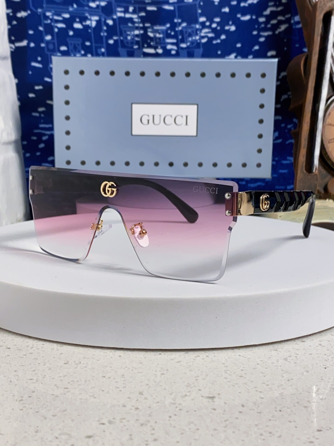 Gucci古奇 2025款欧美时尚女士方框遮脸连体太阳眼欧洲站网红护目防紫外线墨镜