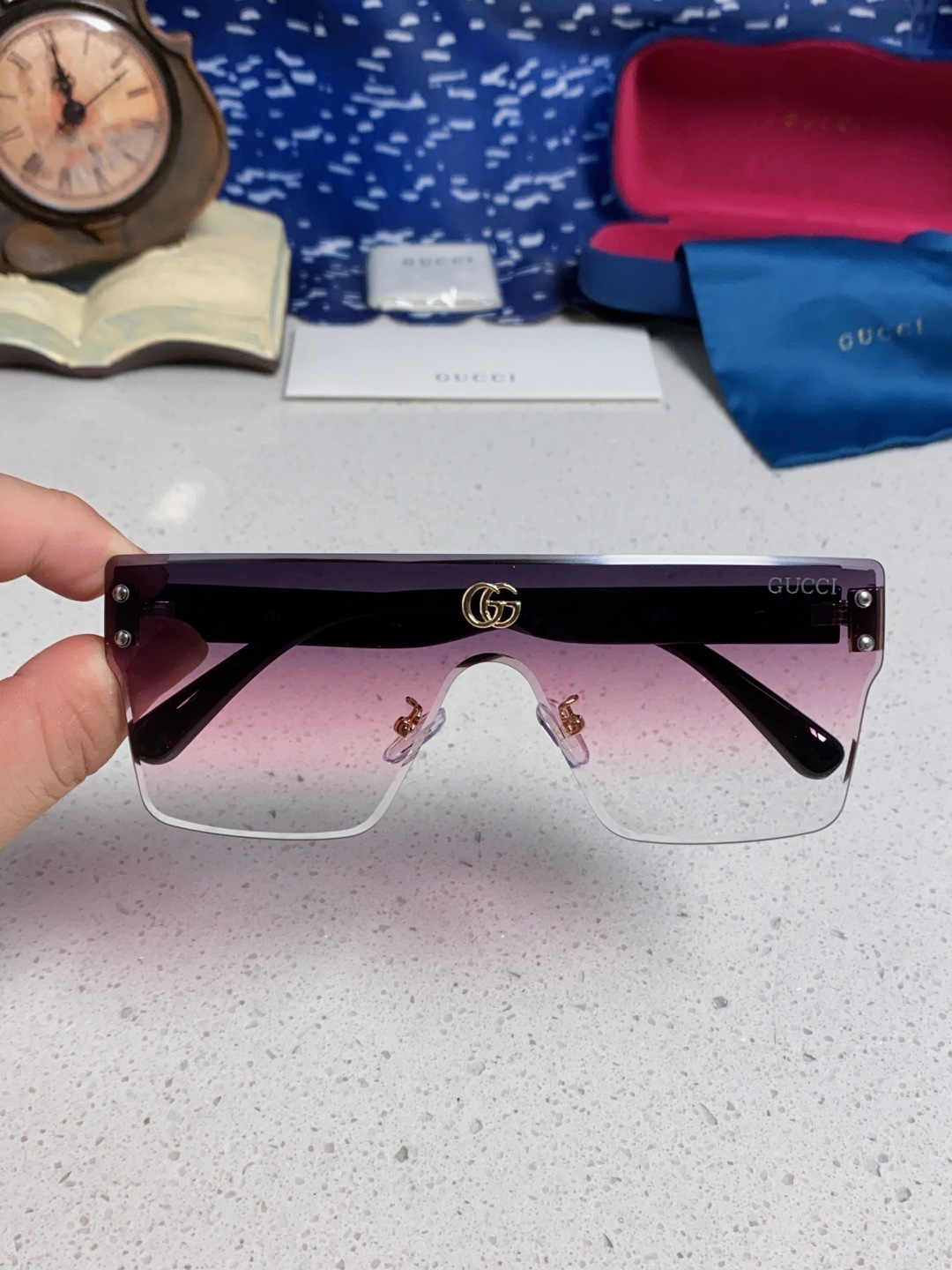 Gucci古奇 2025款欧美时尚女士方框遮脸连体太阳眼欧洲站网红护目防紫外线墨镜