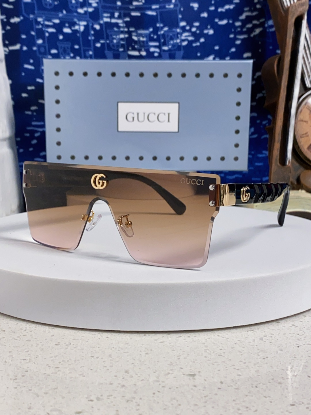 Gucci古奇 2025款欧美时尚女士方框遮脸连体太阳眼欧洲站网红护目防紫外线墨镜