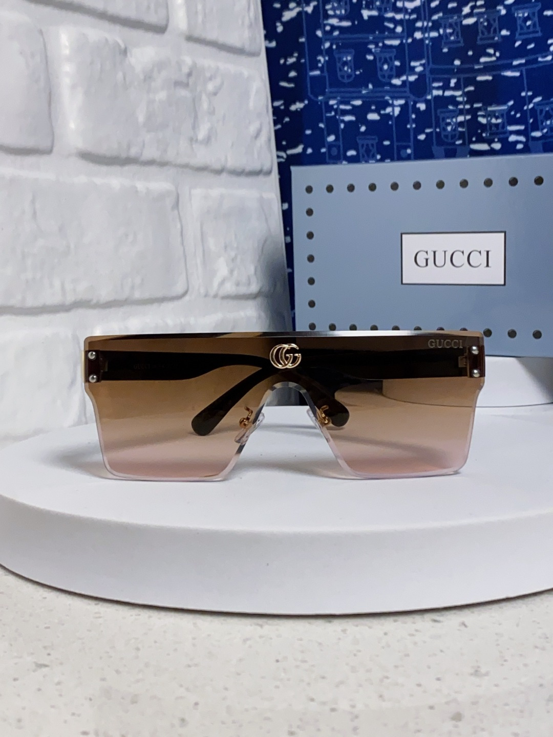 Gucci古奇 2025款欧美时尚女士方框遮脸连体太阳眼欧洲站网红护目防紫外线墨镜