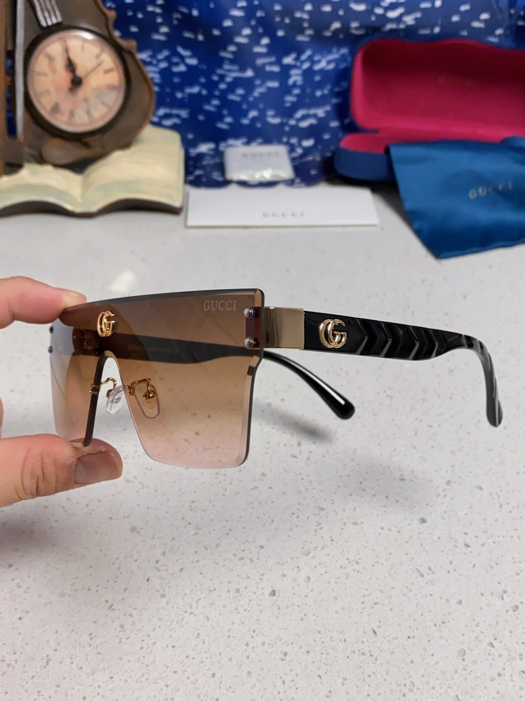 Gucci古奇 2025款欧美时尚女士方框遮脸连体太阳眼欧洲站网红护目防紫外线墨镜