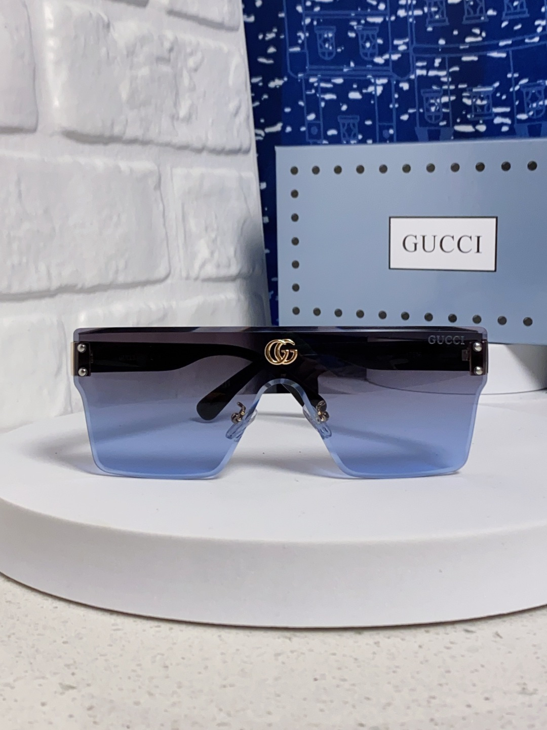 Gucci古奇 2025款欧美时尚女士方框遮脸连体太阳眼欧洲站网红护目防紫外线墨镜